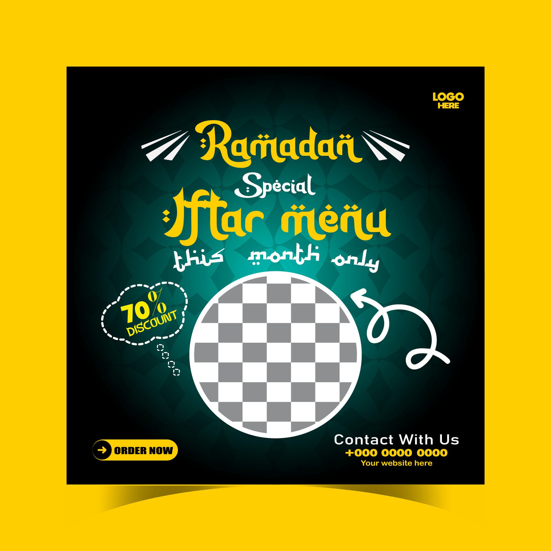 Ramadan iftar menu food post design and social media banner template Free Vector