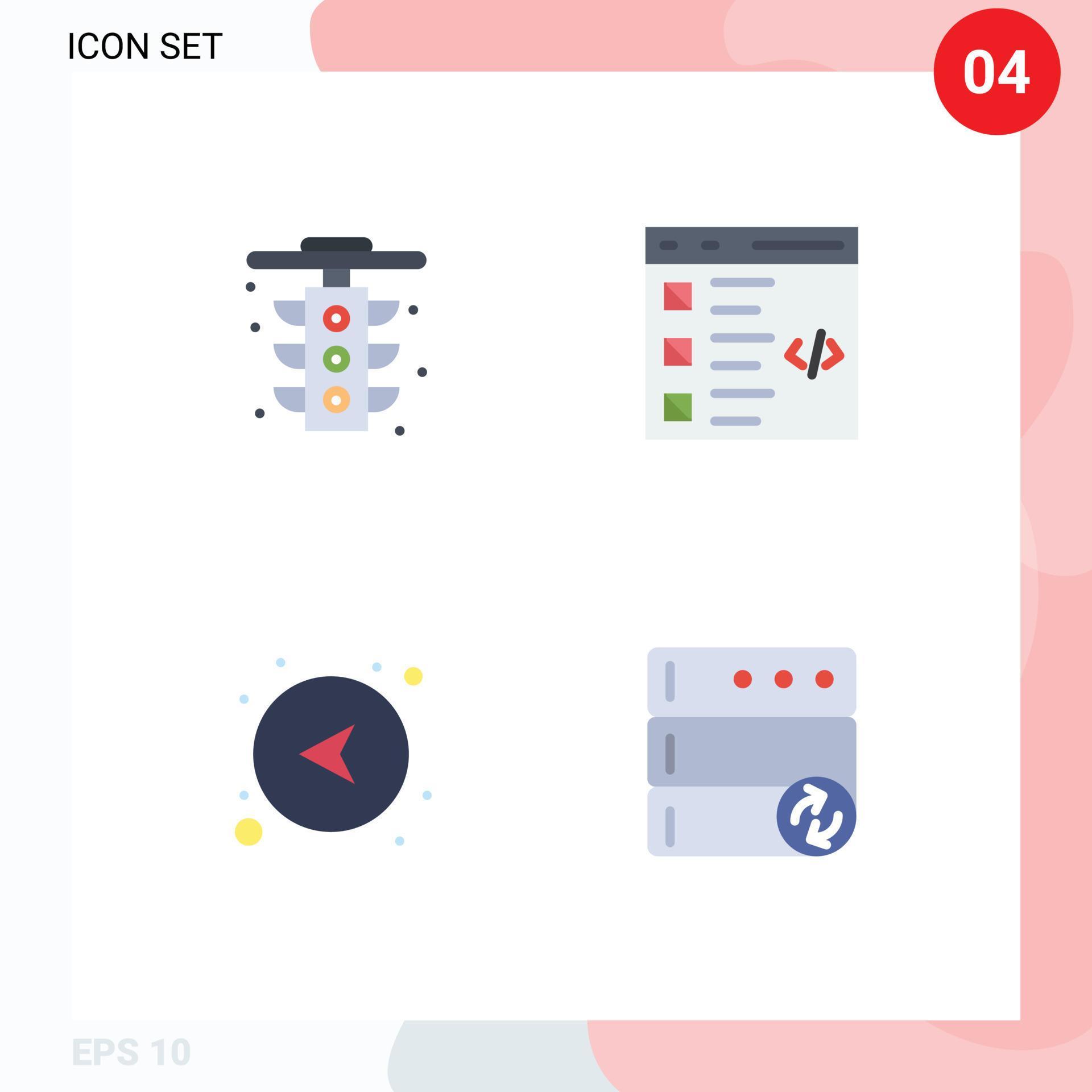 User Interface Pack of 4 Basic Flat Icons of city arrows light develop network Editable Vector Design Elements Stock Free