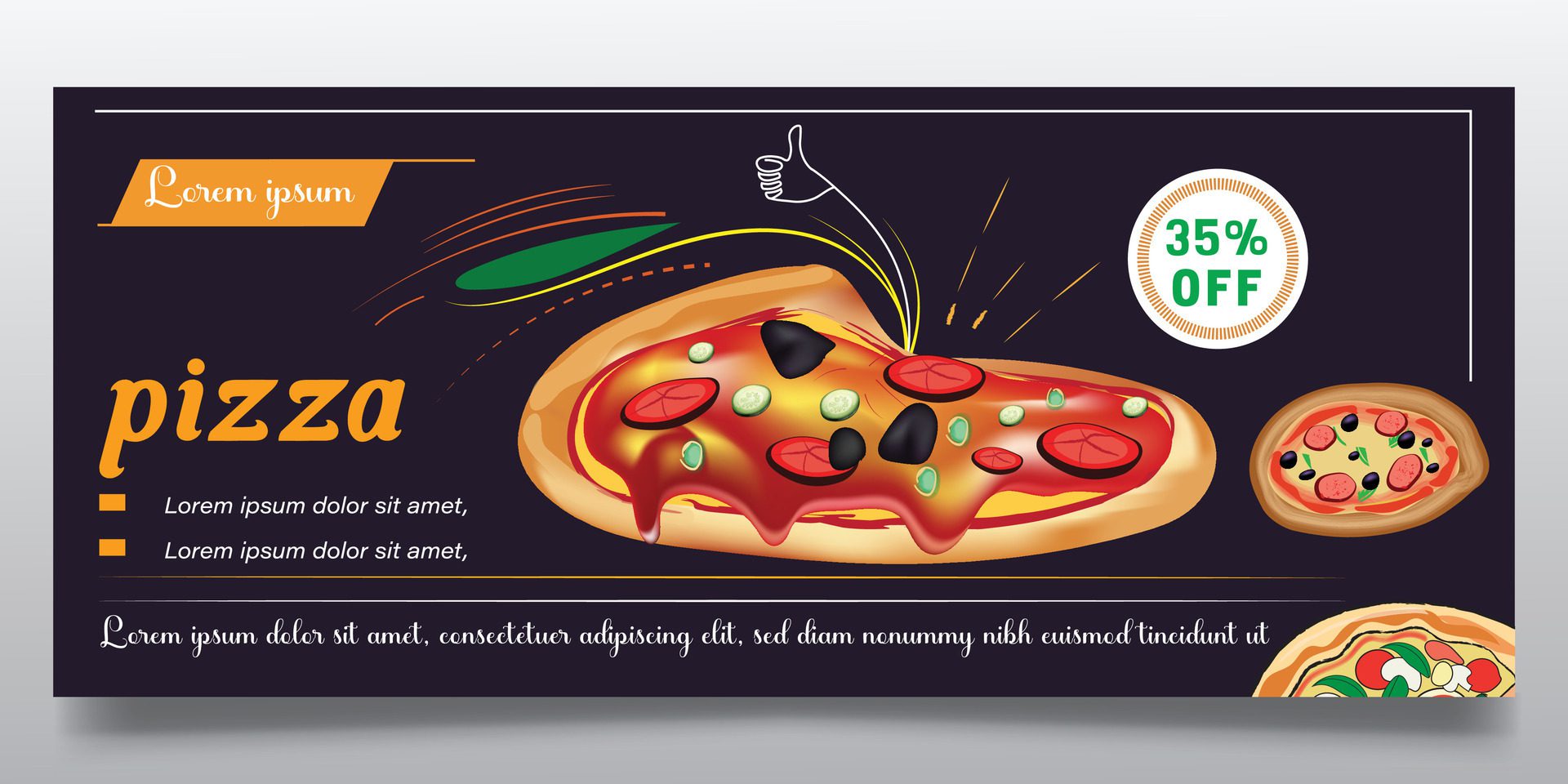 Pizza and fast food banner design Free Vector