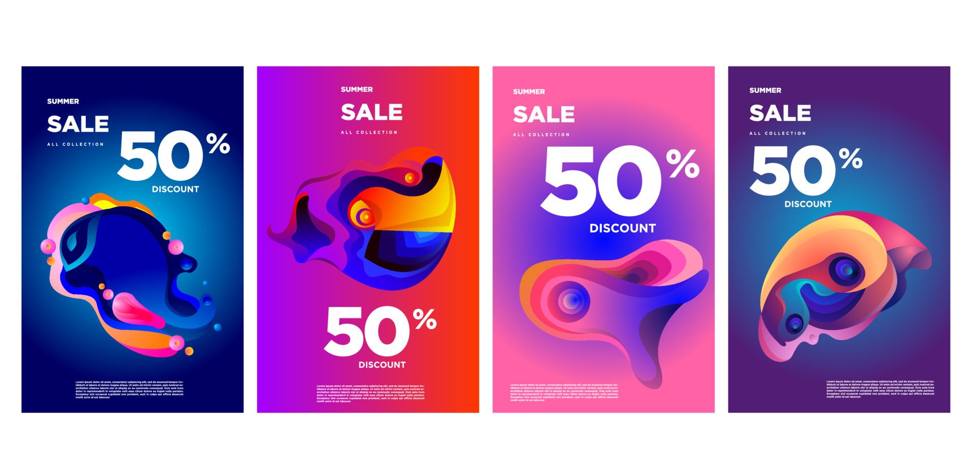 Summer sale discount colorful fluid and liquid banner Free Vector