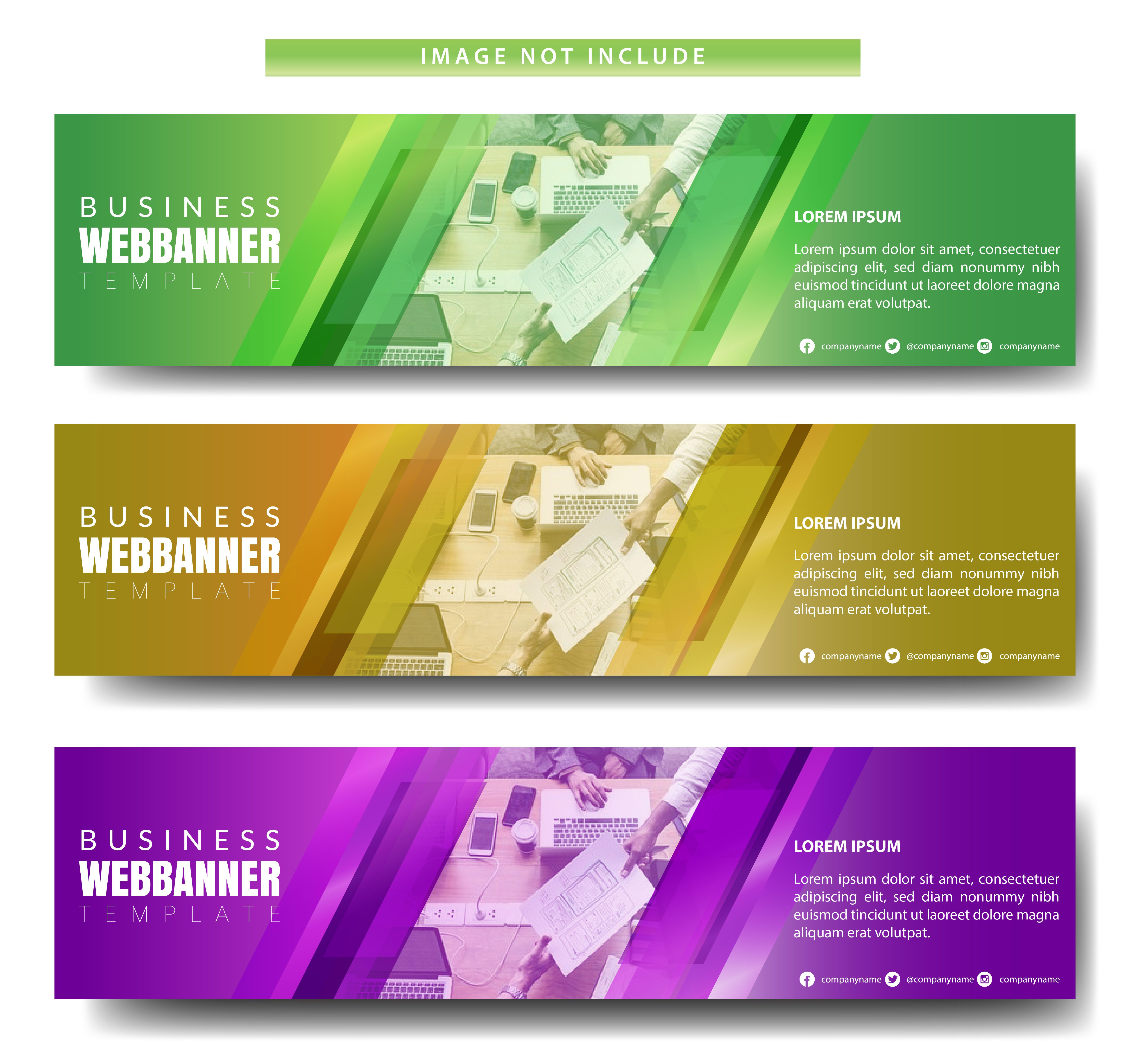 Colorful Diagonal Design Horizontal Banner Set Free Vector