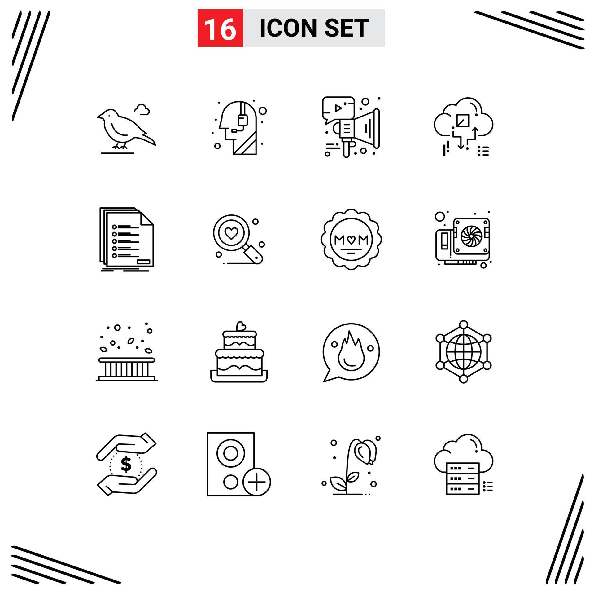 Universal Icon Symbols Group of 16 Modern Outlines of check arrow advertising network cloud Editable Vector Design Elements Stock Free