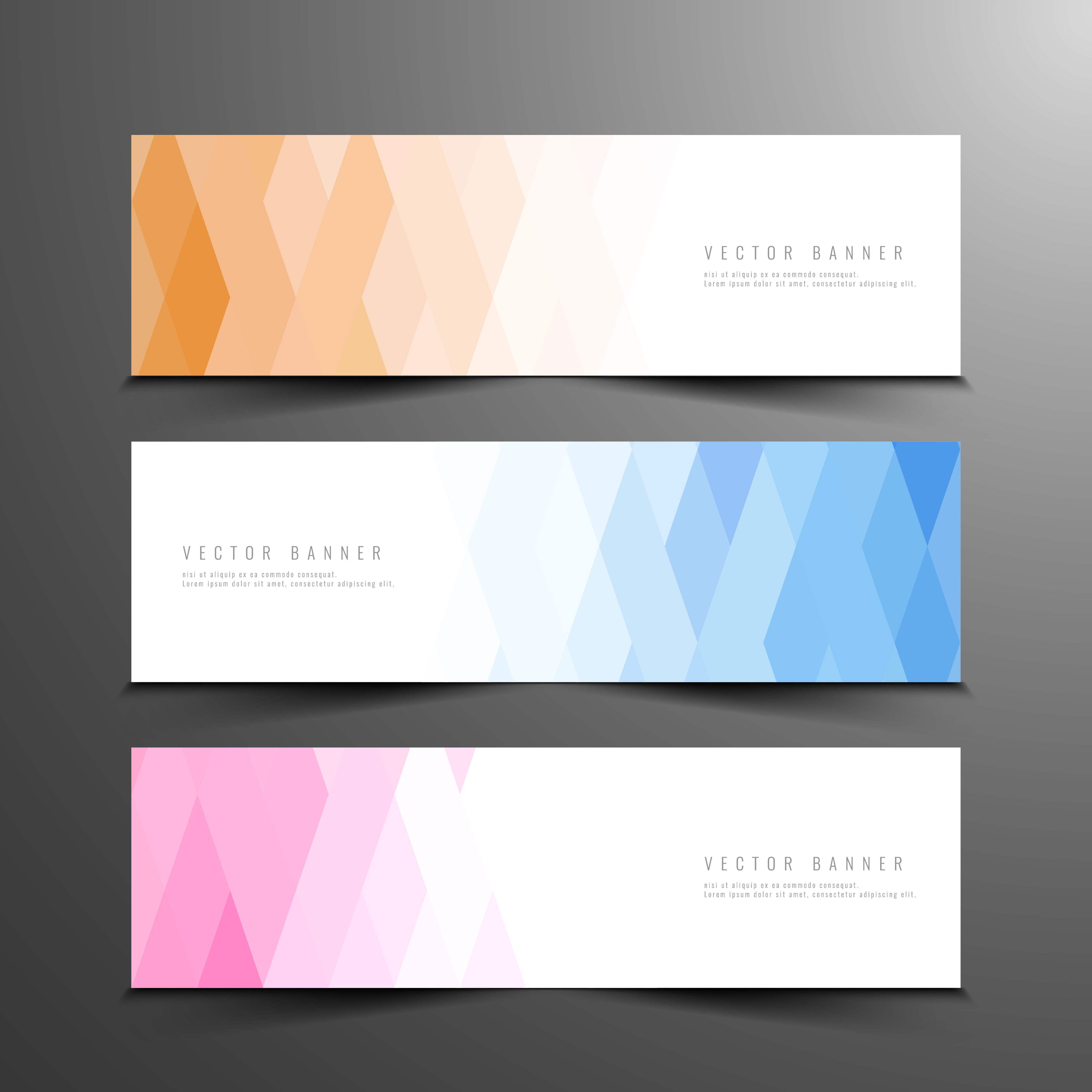 Abstract colorful elegant geometric banners set Free Vector