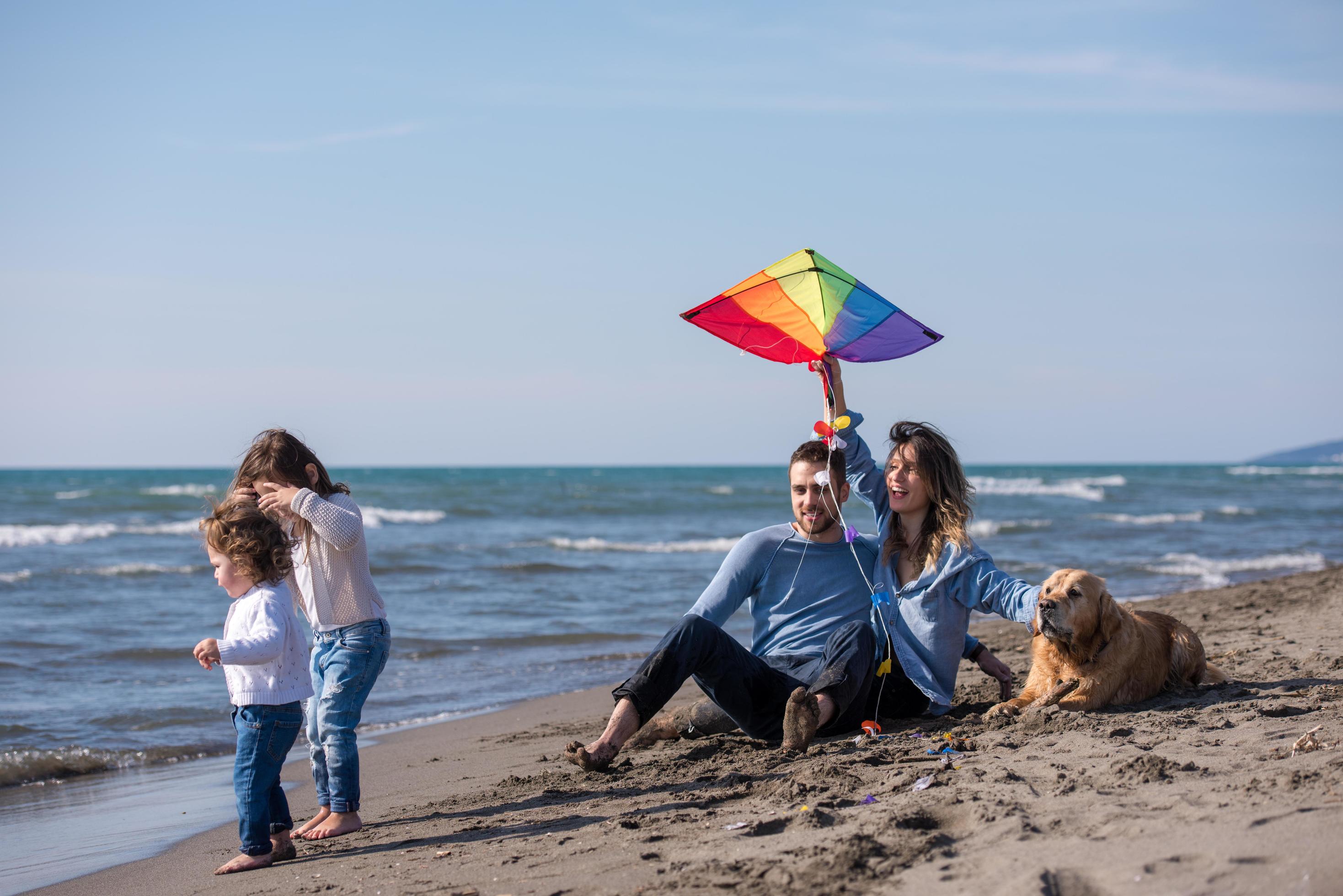 happy young family enjoying vecation during autumn day Stock Free