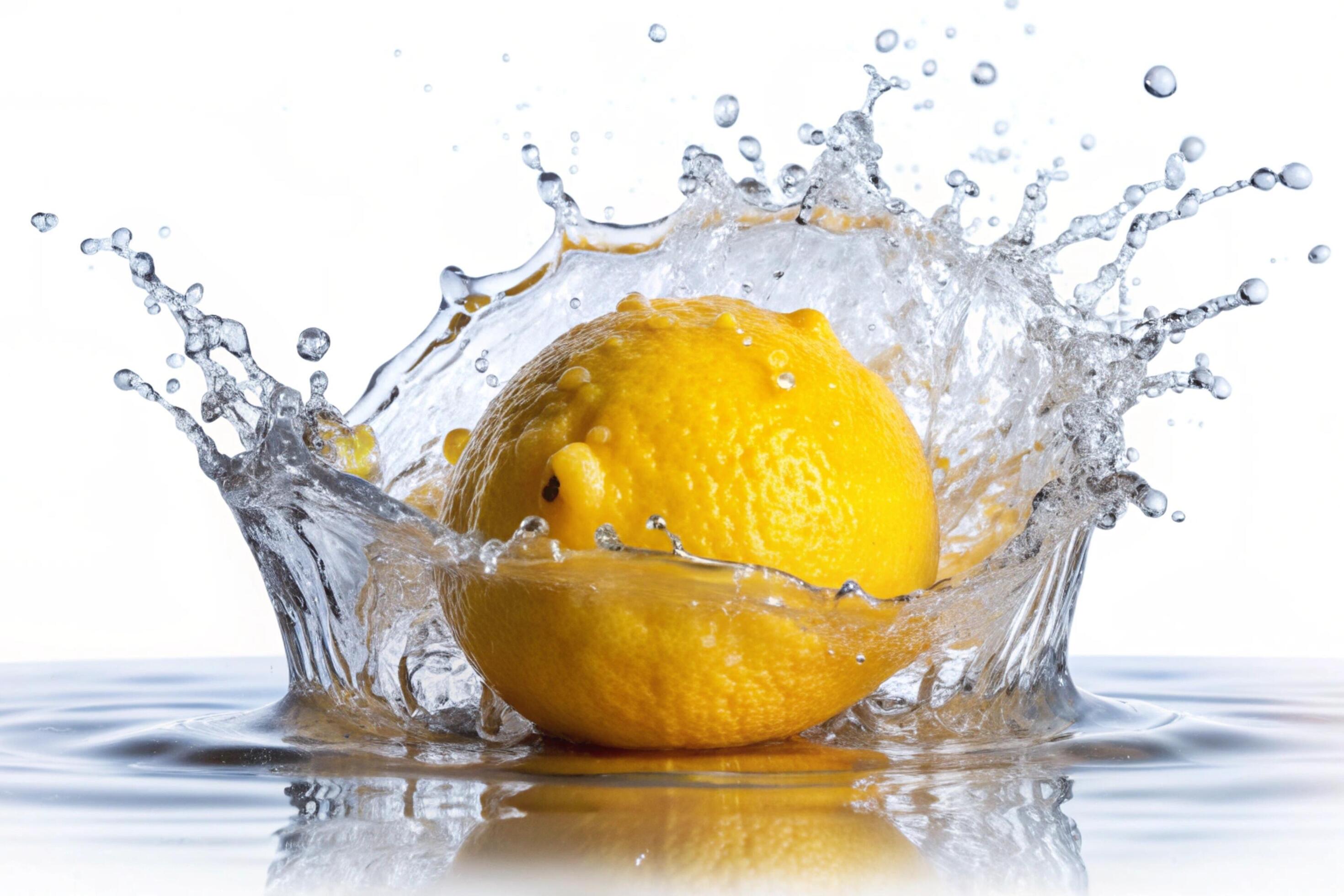 Lemon splashes on white background Stock Free