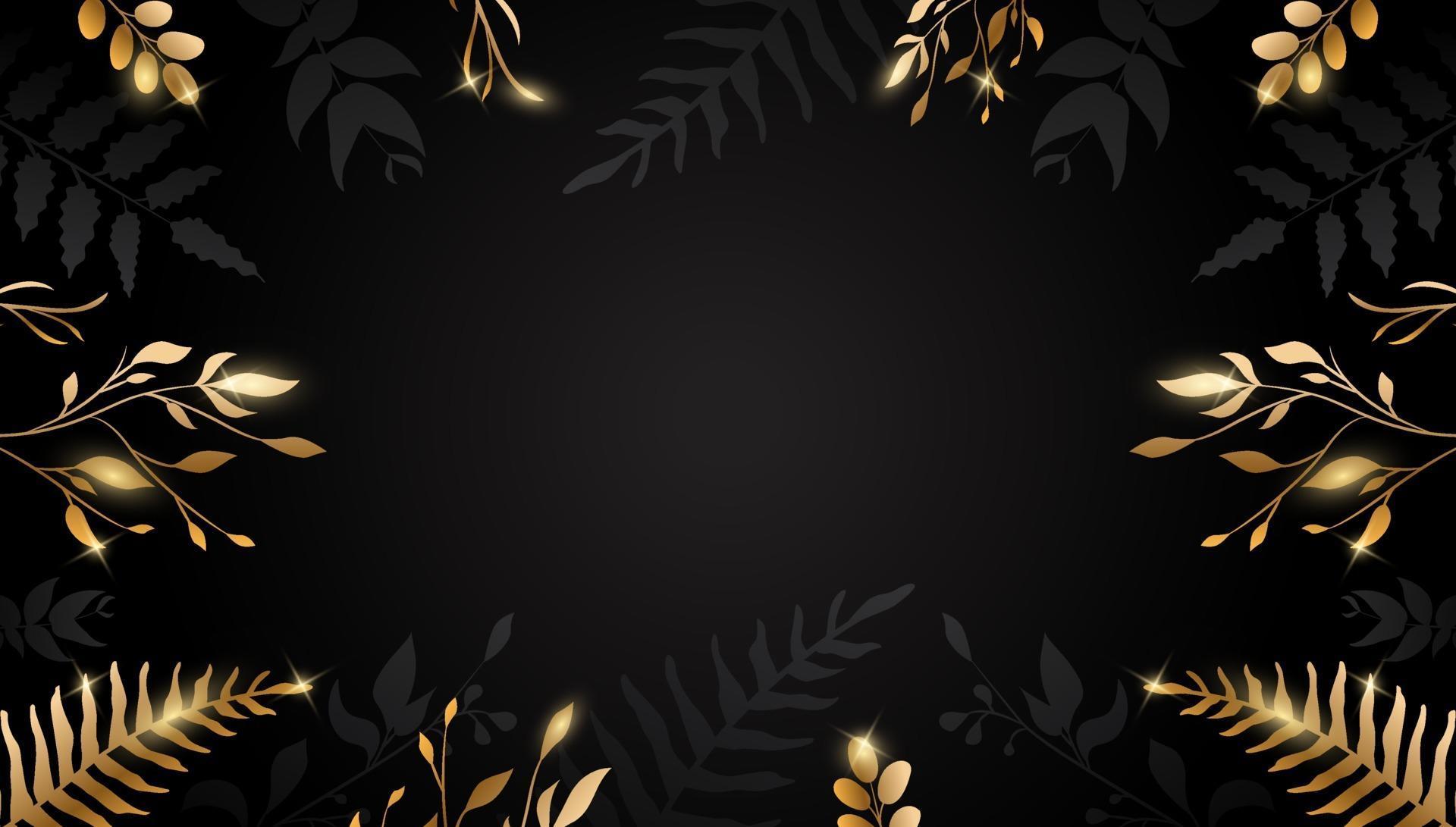 Gold leaf. Golden flower on dark background. Vector design for brochure, card, cover. Stock Free