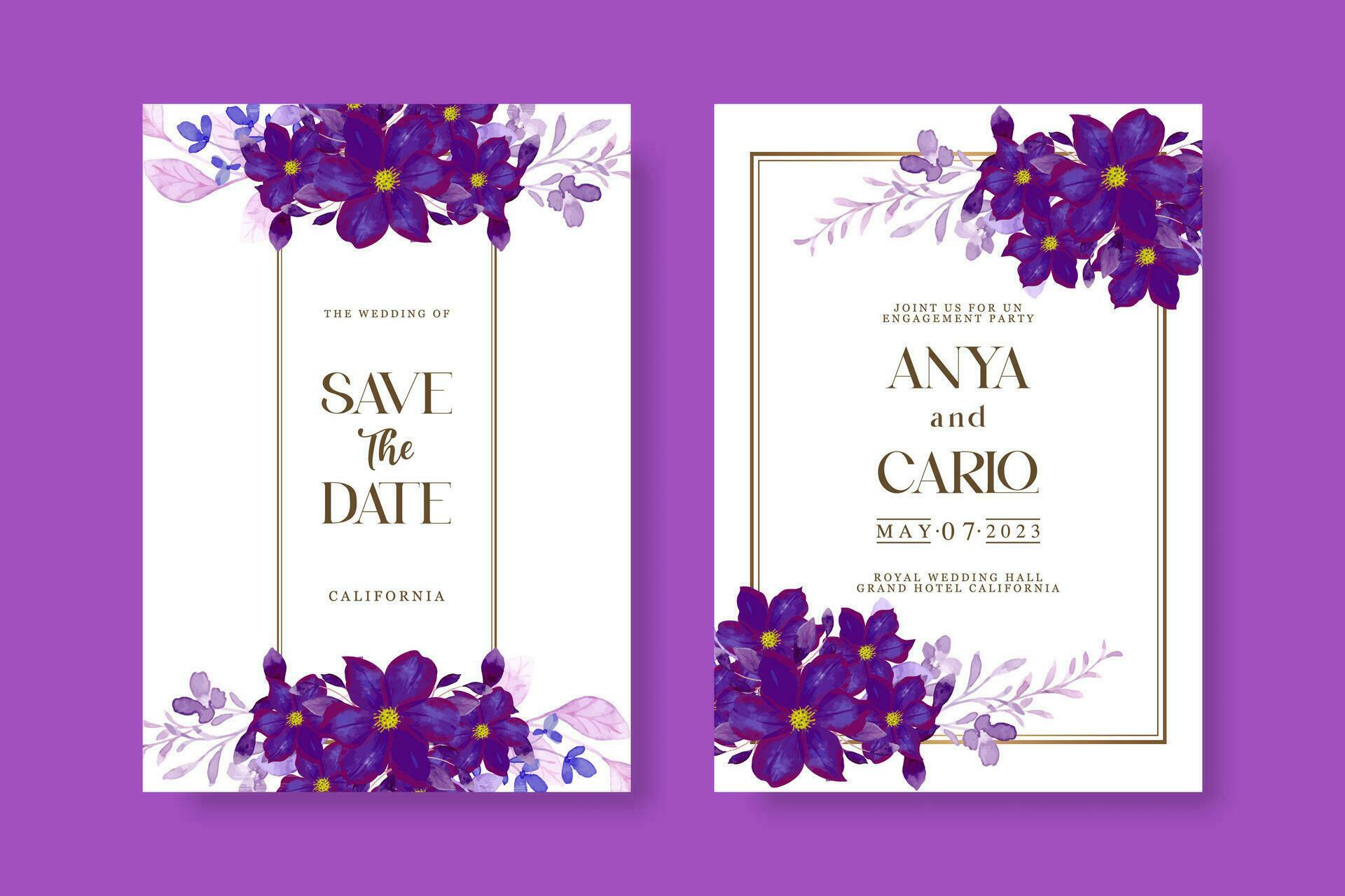 Wedding invitation template with flower Stock Free