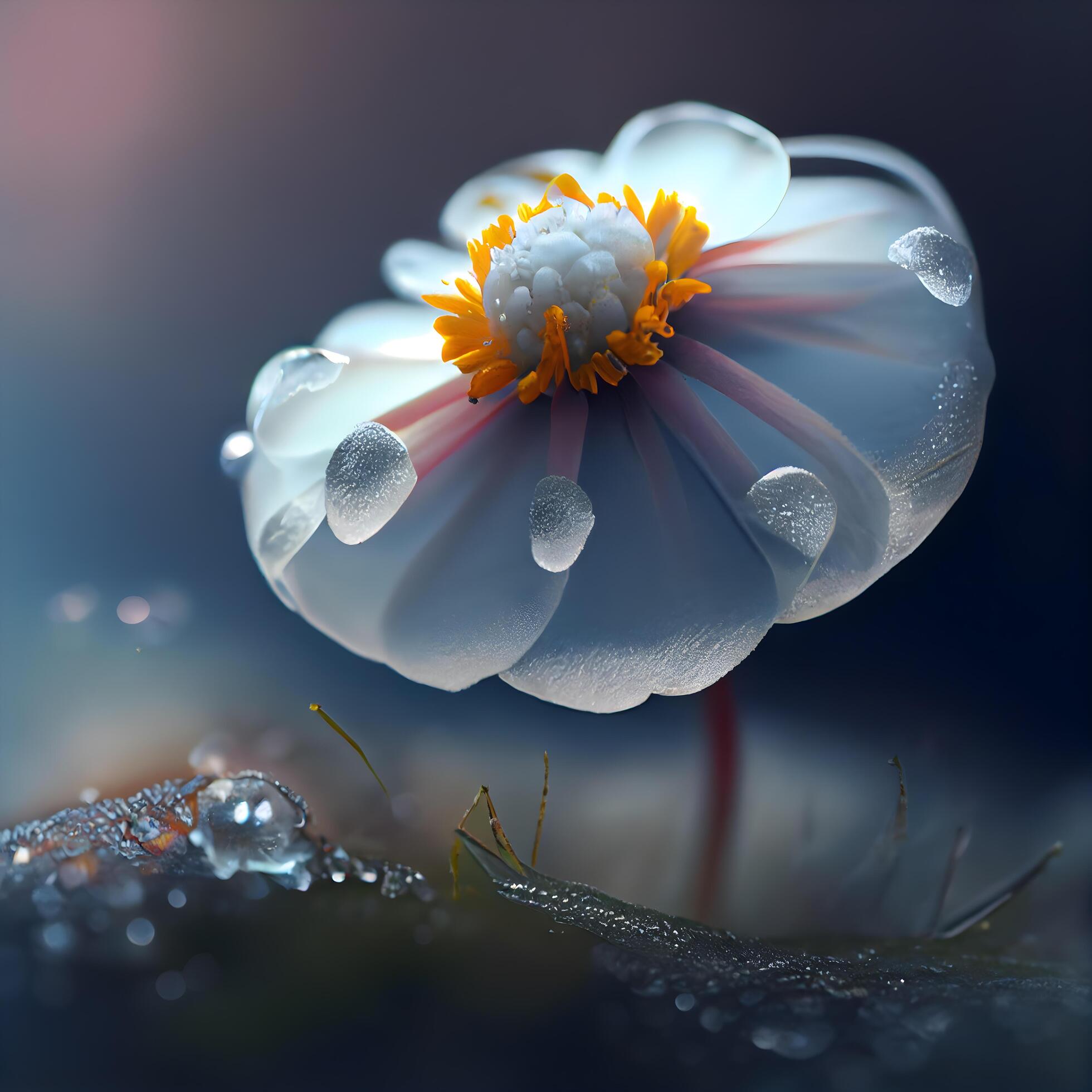 beautiful flower with dew drops on it. 3d illustration, Image Stock Free