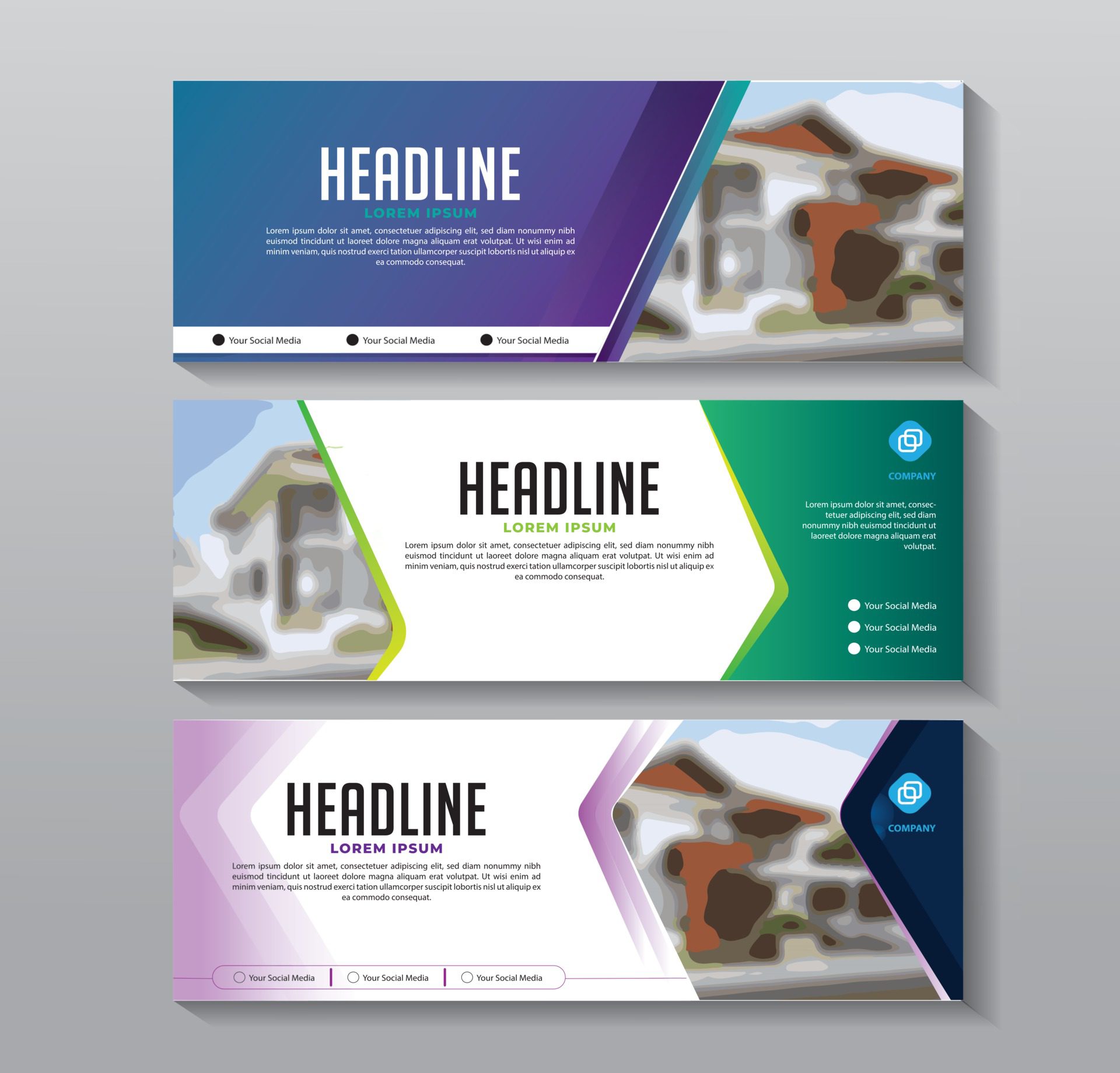 design horizontal banner template for advertising Free Vector