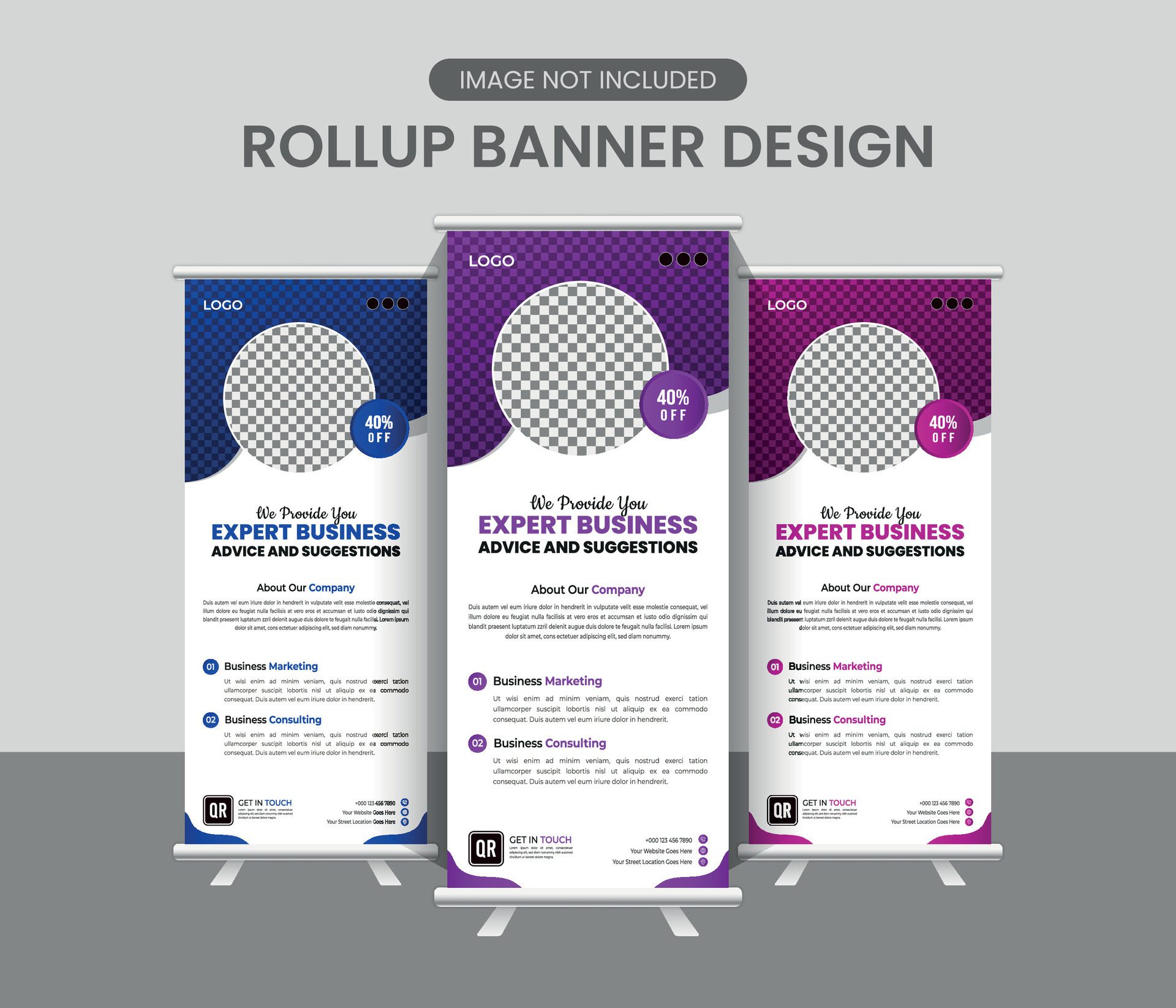 Rollup banner or rack card and dl flyer design Free Vector