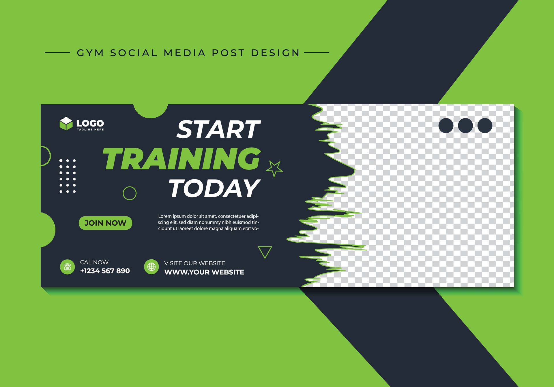 Gym, fitness, and sports social media post template design. Usable for social media, banner, and website. Free Vector