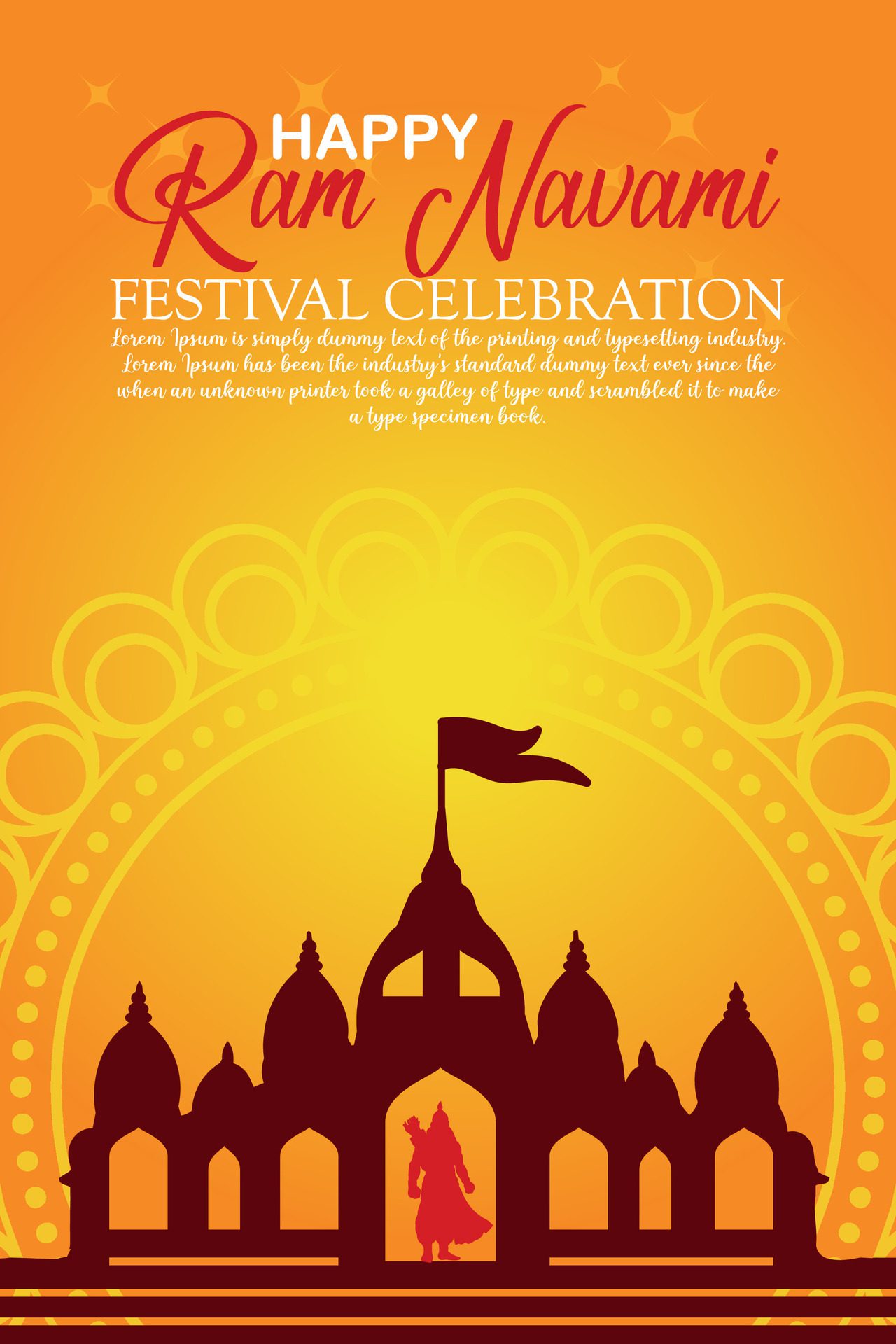 Happy Ram Navami cultural Banner Hindu festival vertical post wishes celebration card Ram Navami celebration background Free Vector