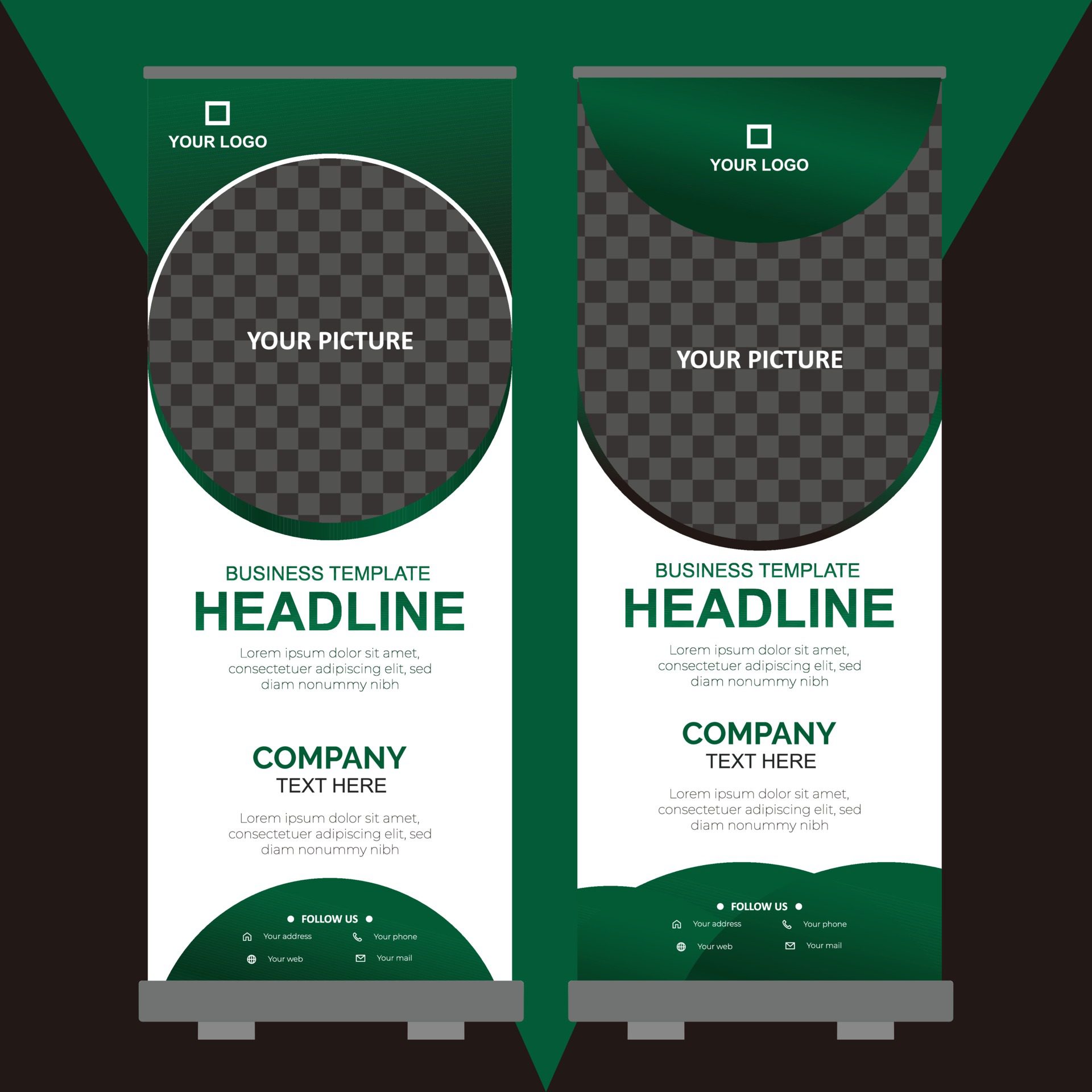 Roll up banner design template Free Vector