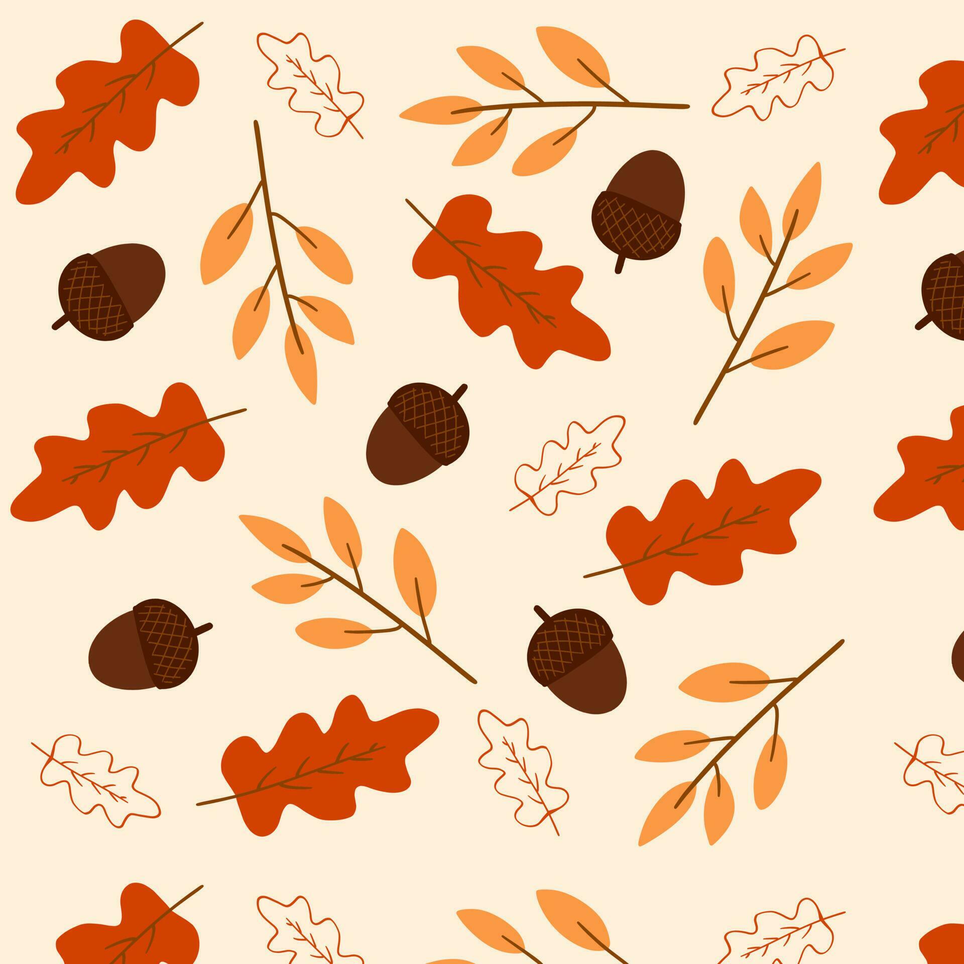 autumn leaves and flower seamless pattern Stock Free