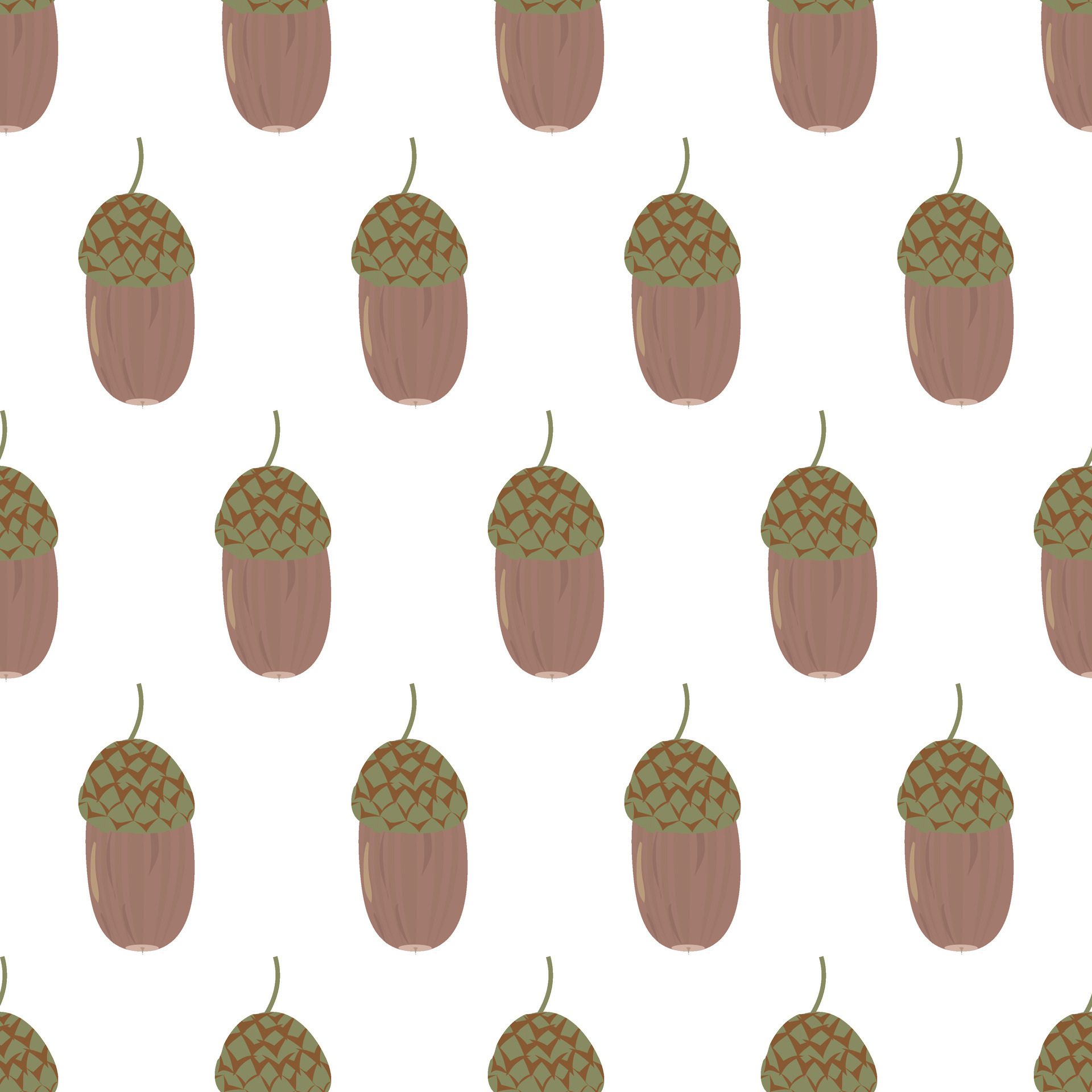 Acorn. Ripe oak tree seed. Simple seamless pattern. illustration. Free Vector