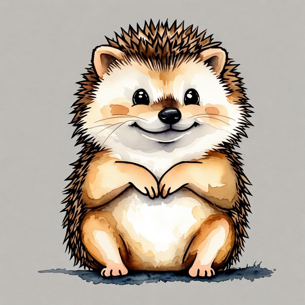 Sitting hedgehog, basic cartoon by @ai_generated