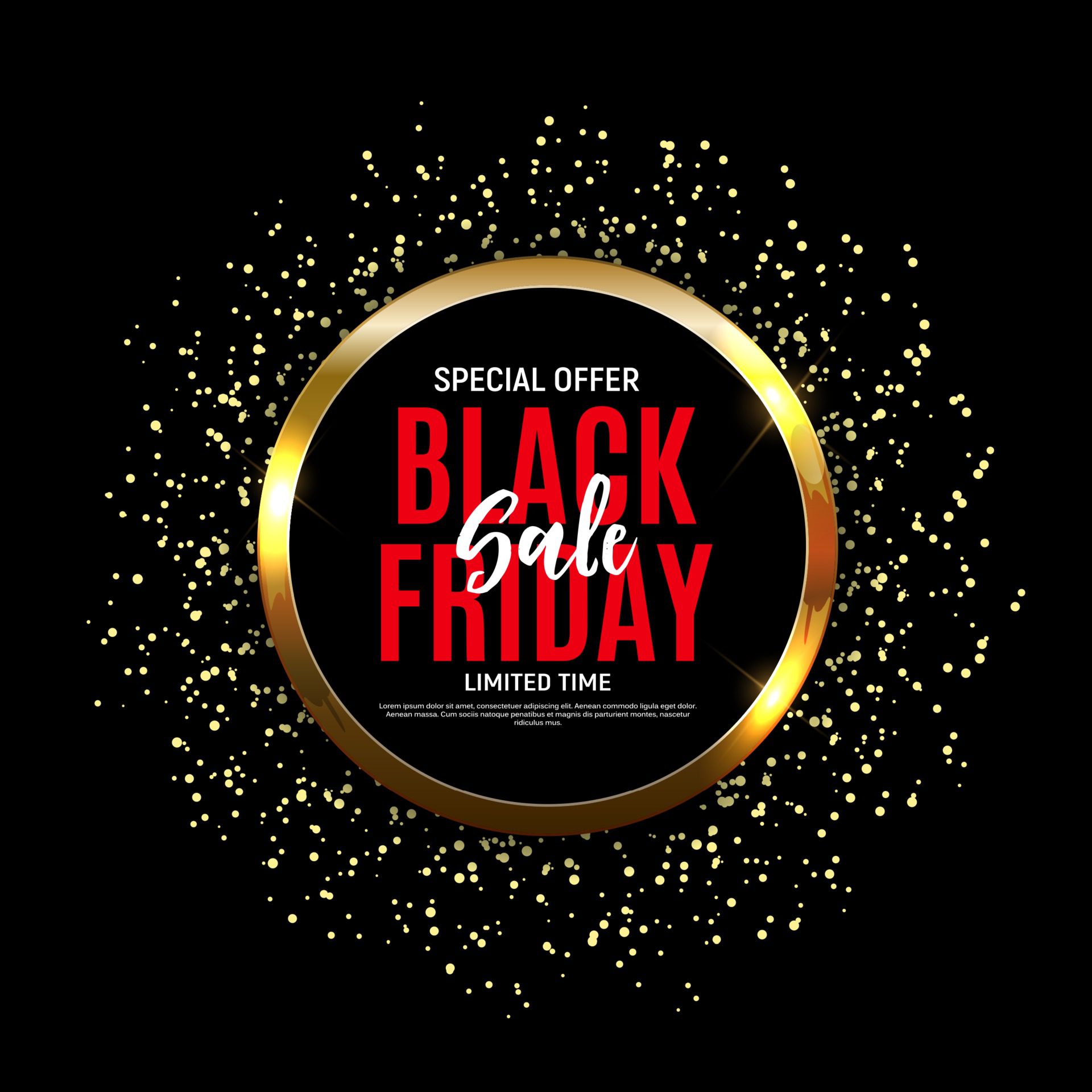 Black Friday Sale Banner Template. Vector Illustration Free Vector