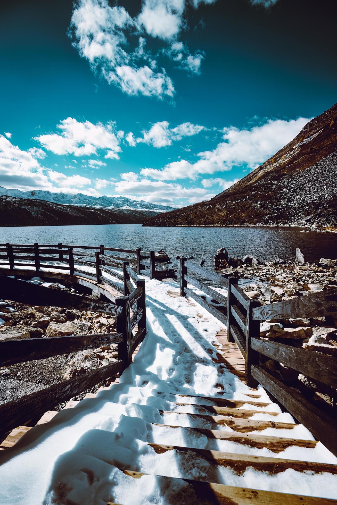 Spectacular scenery in the high mountains of western Sichuan, China, with different seasons Stock Free