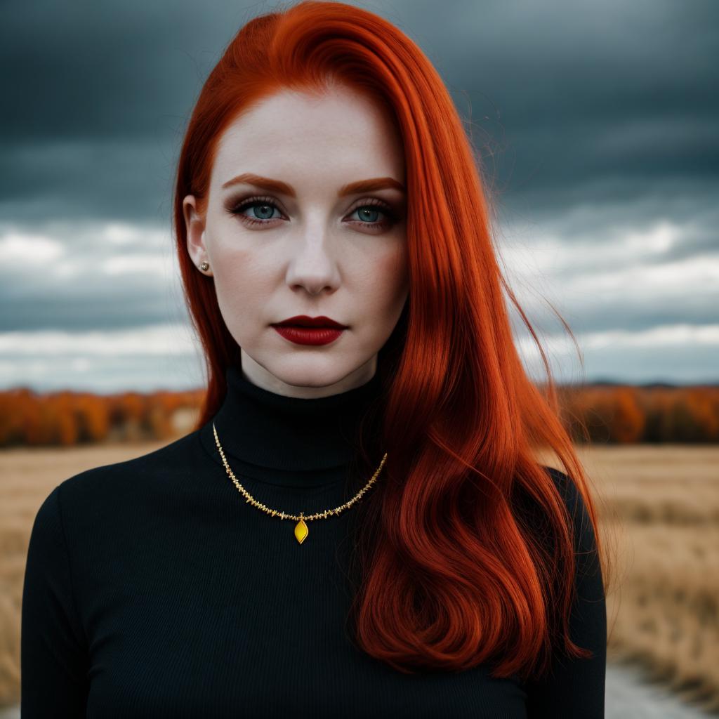 Pale red-haired woman wearing by @ai_generated