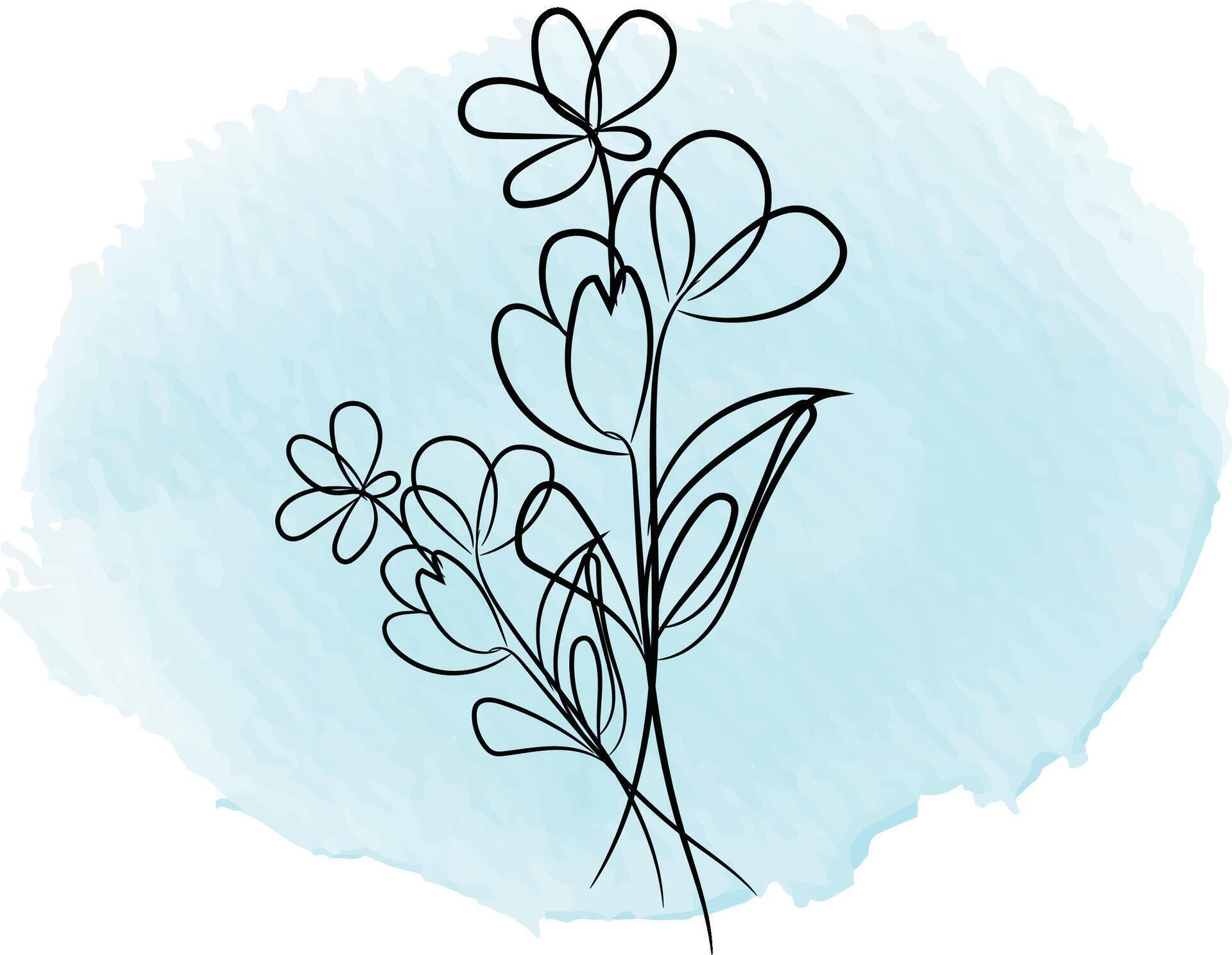 Hand drawn flat design simple flower outline Stock Free