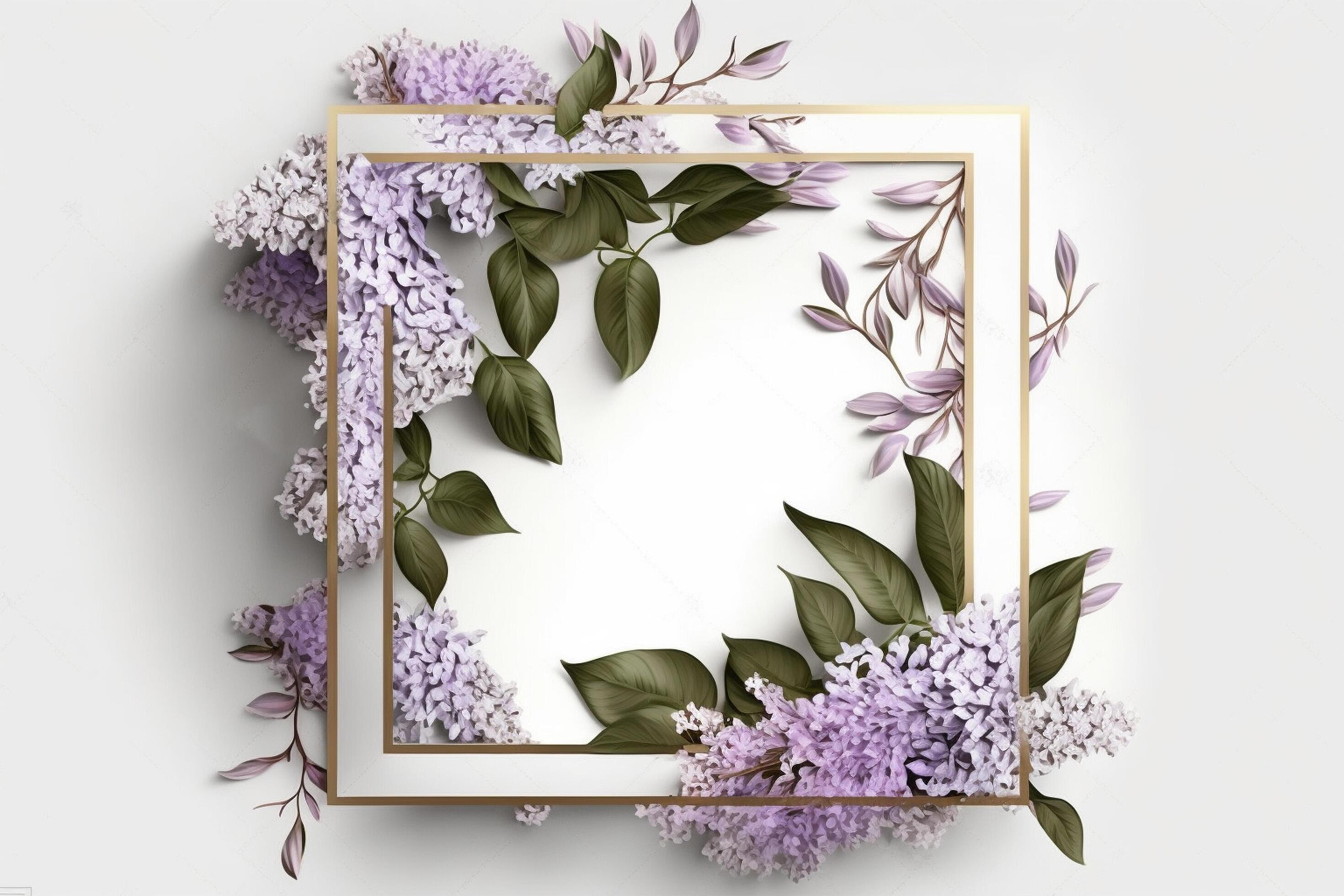 White frame with lilac flowers, Stock Free