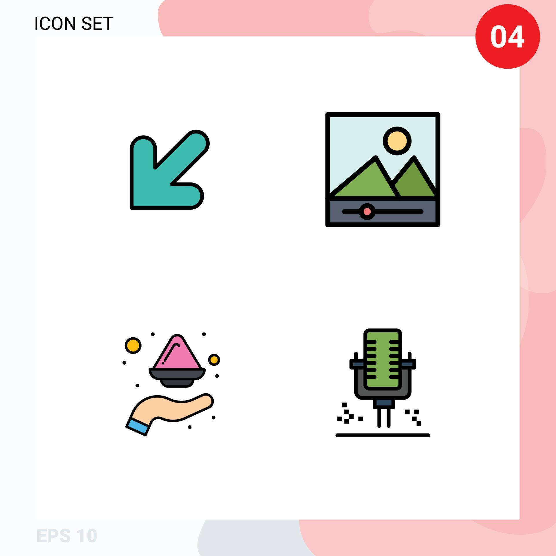 4 Creative Icons Modern Signs and Symbols of arrow india gallery hand mic Editable Vector Design Elements Stock Free