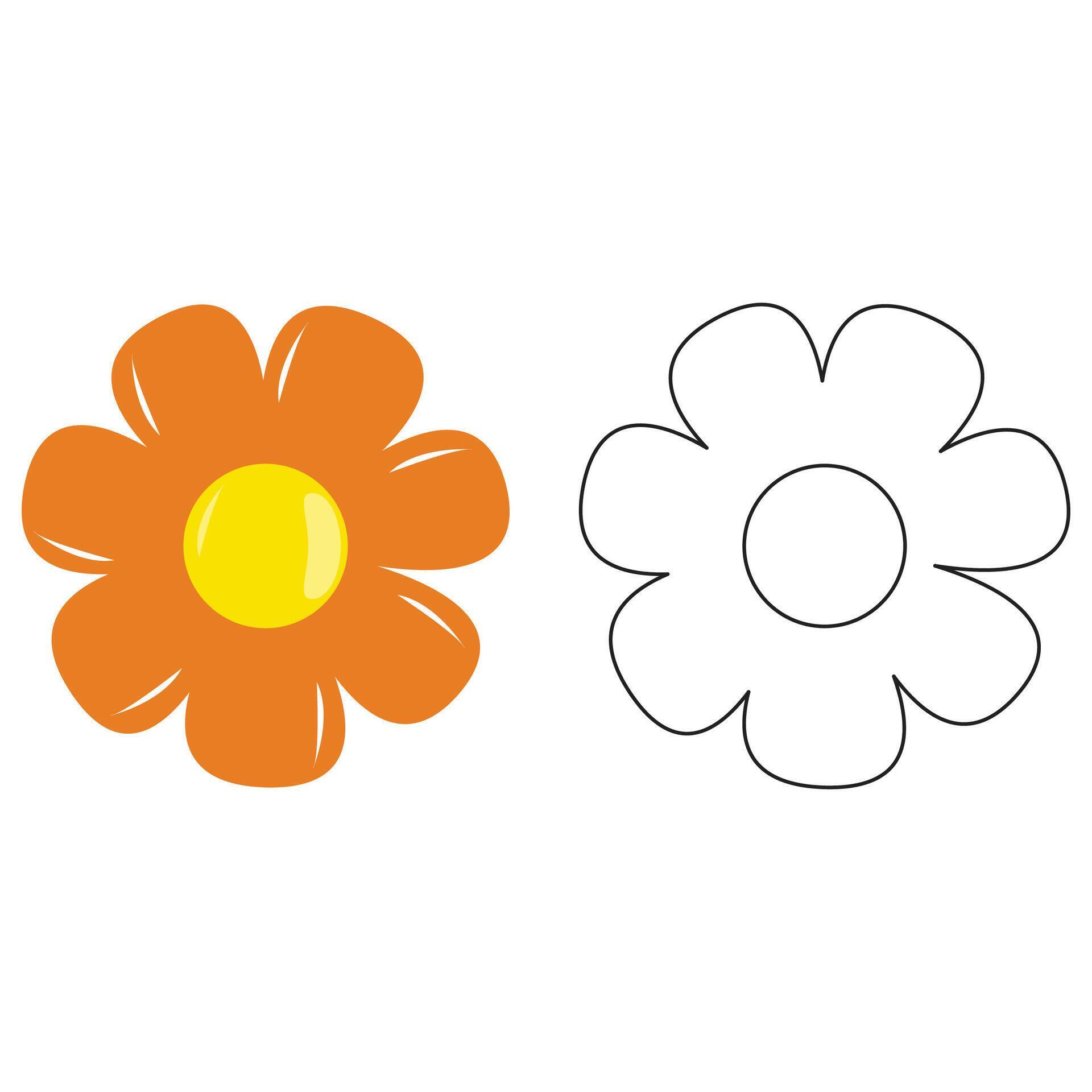 
									Simple Flower outline with Clipart Stock Free