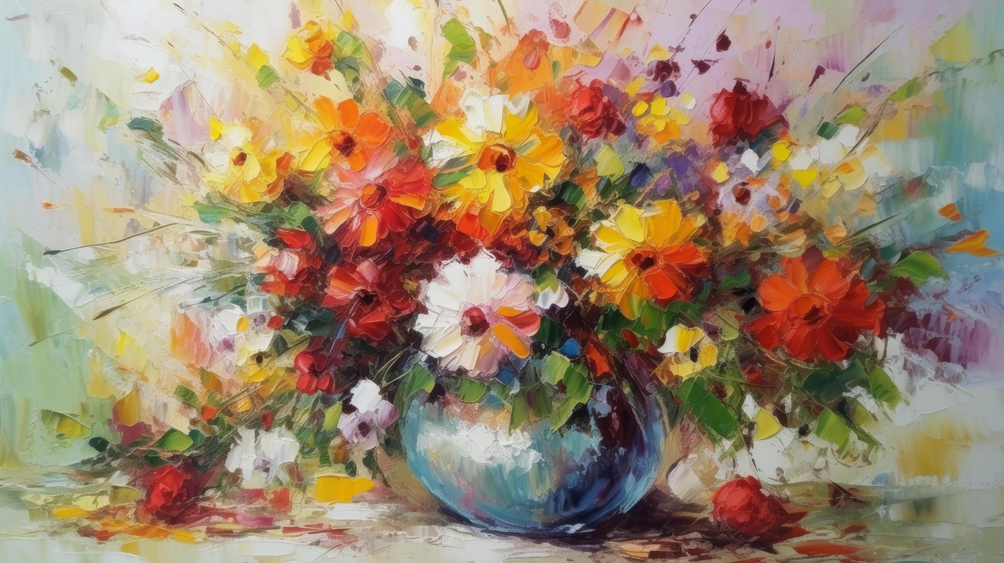 Impressionist painting flower bouquet. Illustration Stock Free