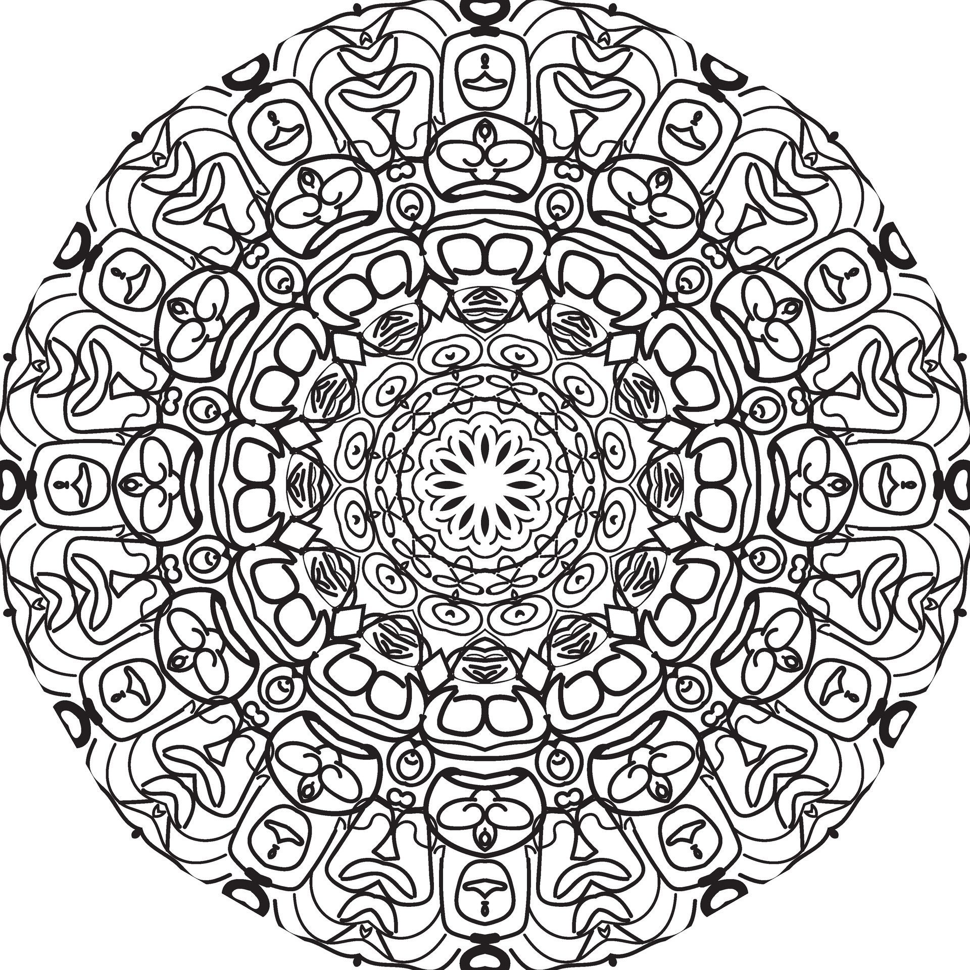 Circular pattern in form of mandala for Henna, Mehndi, tattoo, decoration. Decorative ornament in ethnic oriental style. Coloring book page. Free Vector
