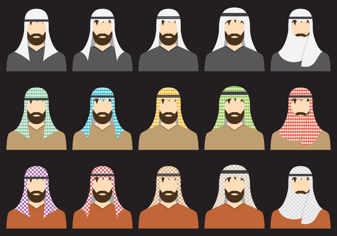 Types Of Keffiyeh Free Vector and Free SVG