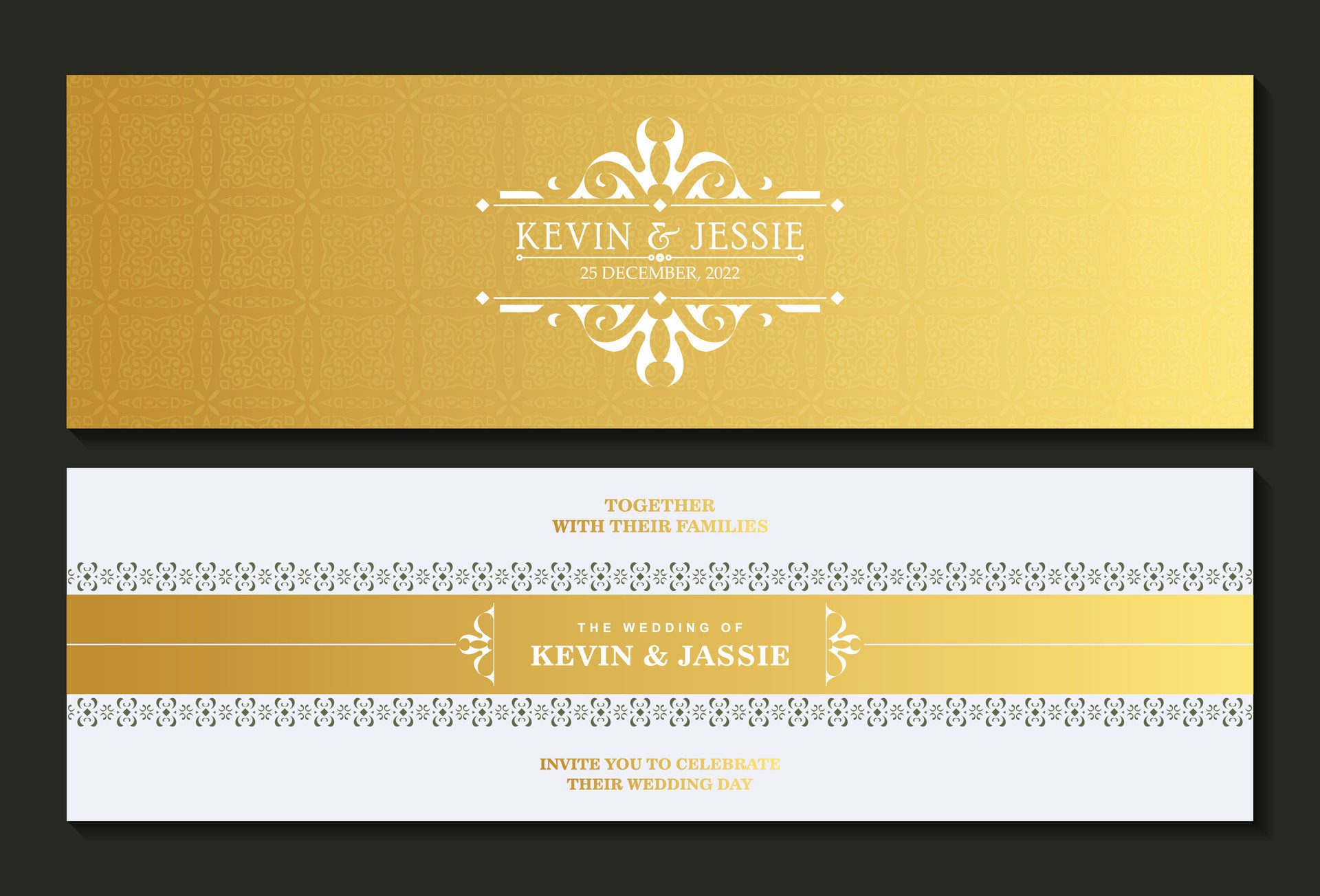 Gold invitation background style ornamental pattern Free Vector