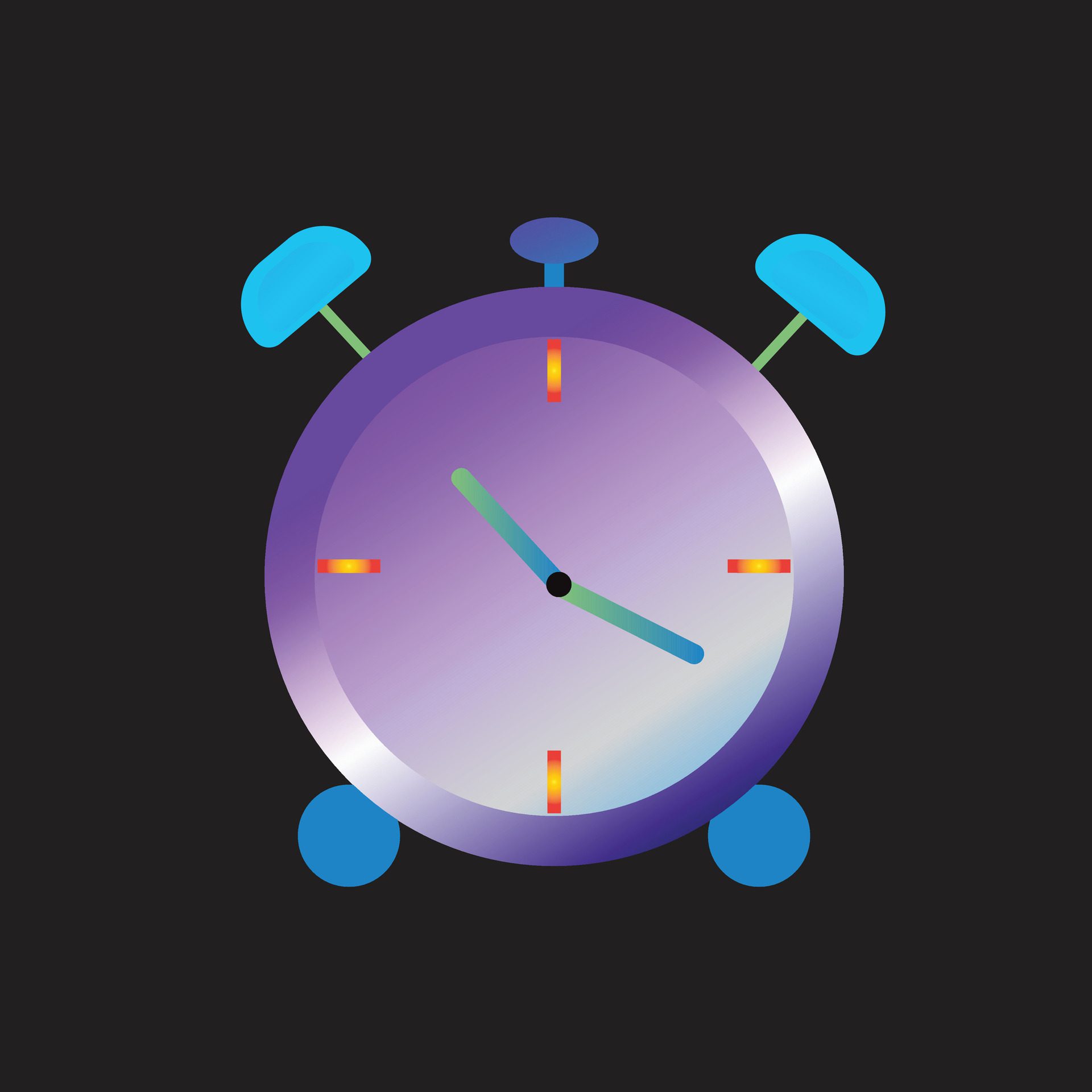 An alarm clock with a super cool gradient pattern Free Vector