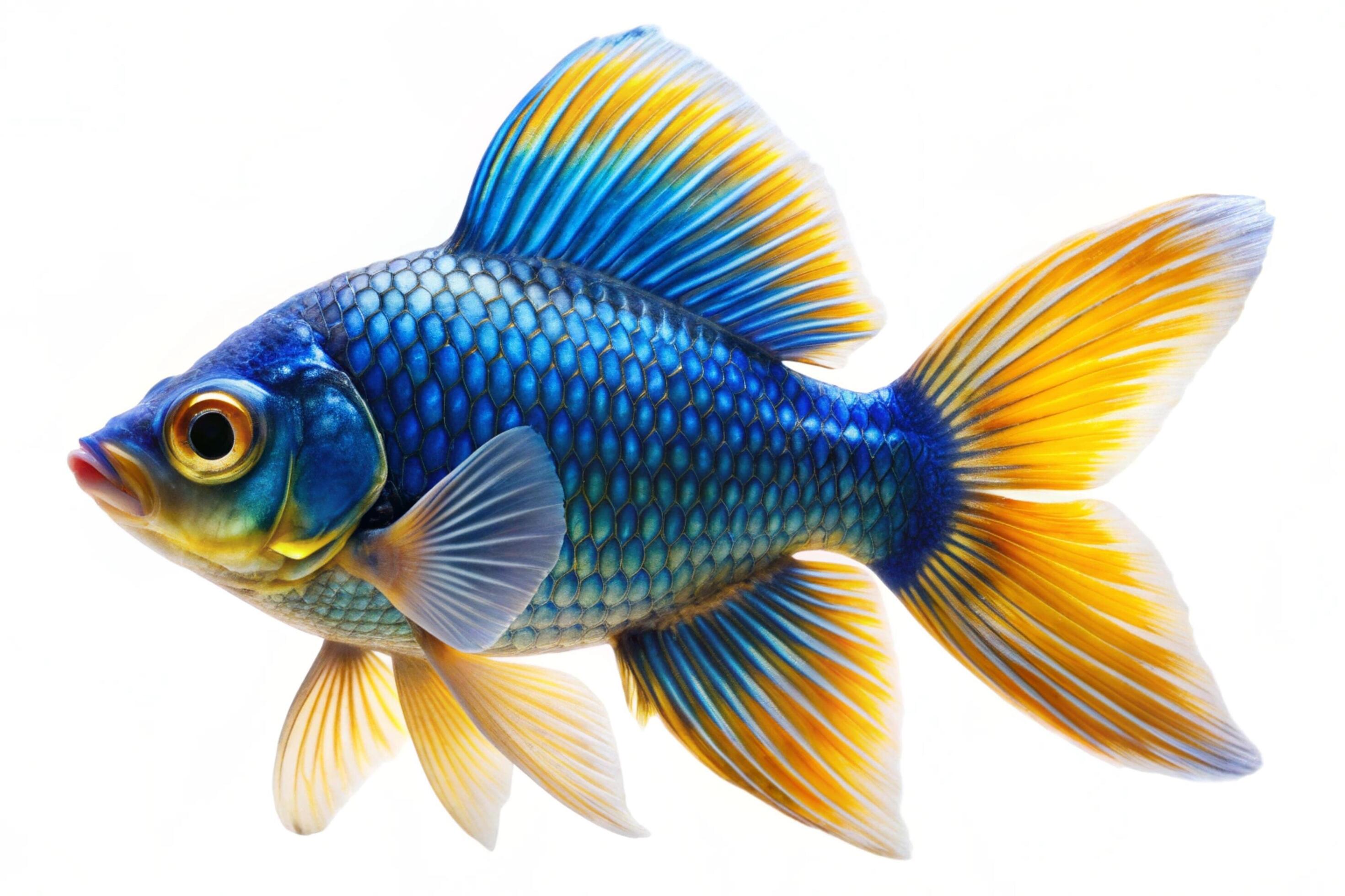 Blue ornamental fish isolated on white background Stock Free