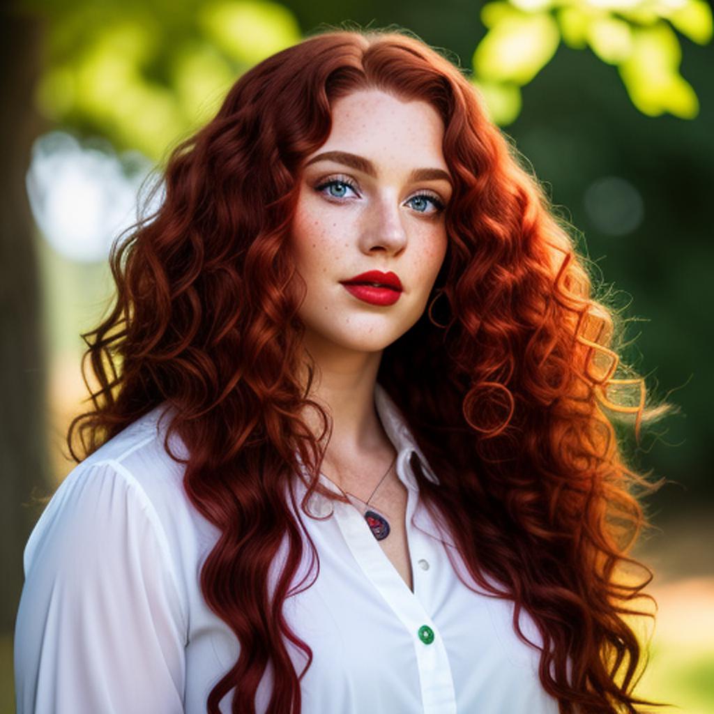 Long voluminous red curly by @ai_generated