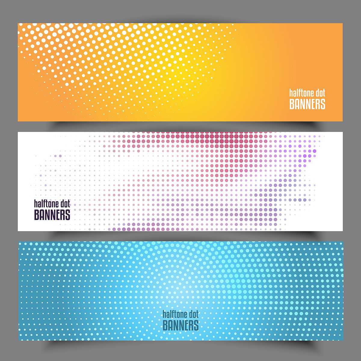 Halftone dot banners Free Vector