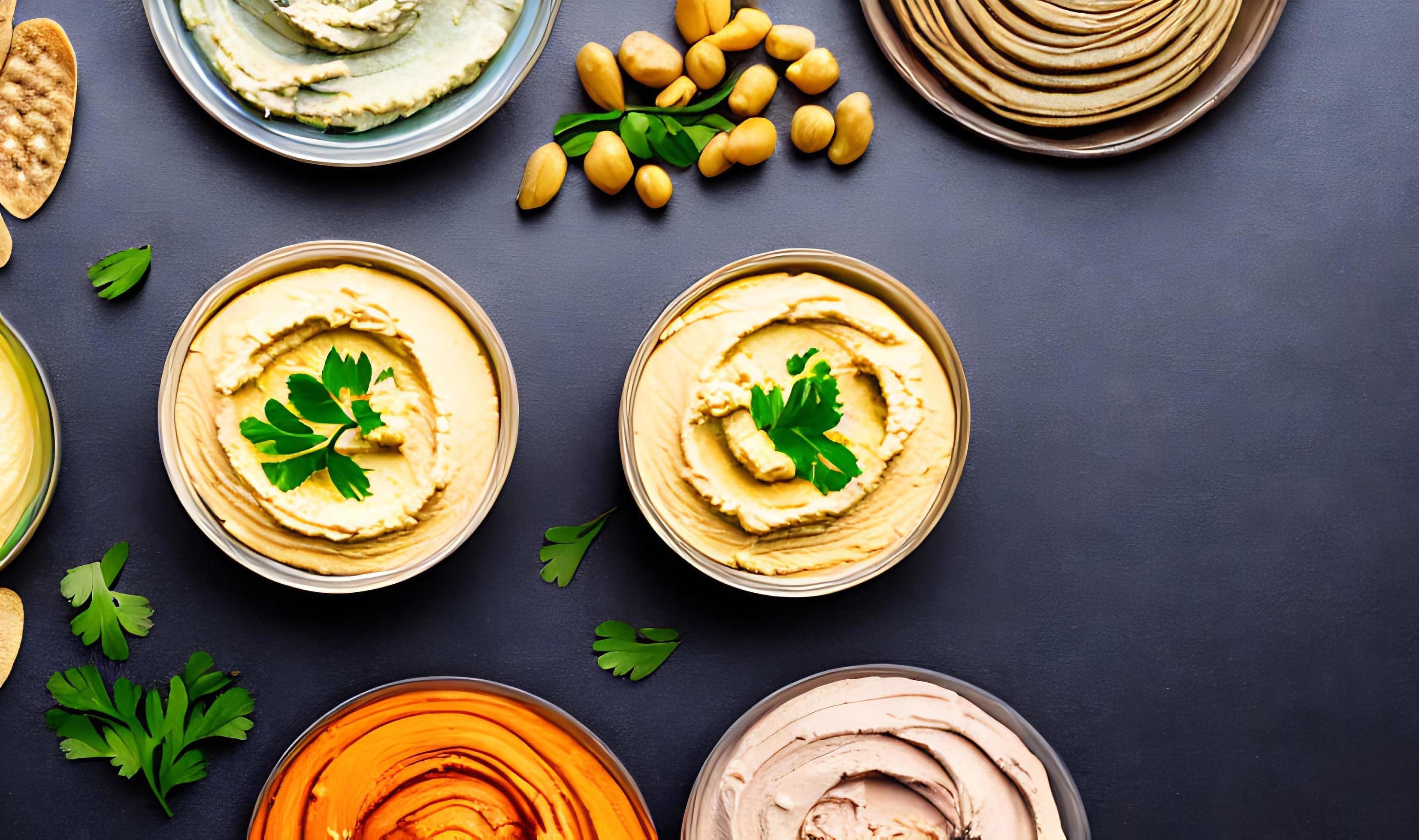 Healthy food. Traditional freshly made organic hummus. Stock Free