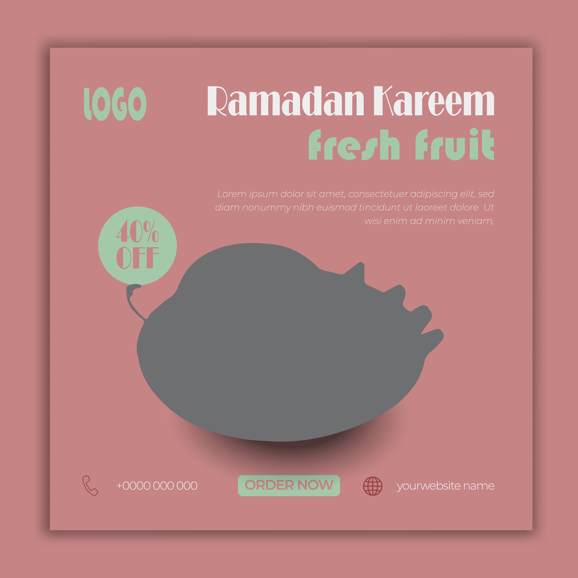 Ramadan Kareem fresh fruit social media post banner template Free Vector