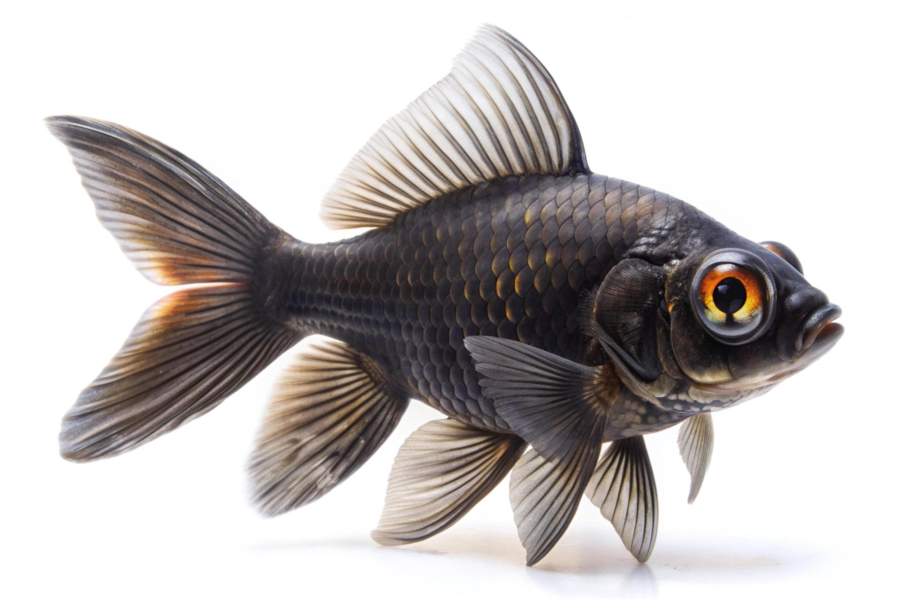 Black ornamental fish isolated on white background Stock Free