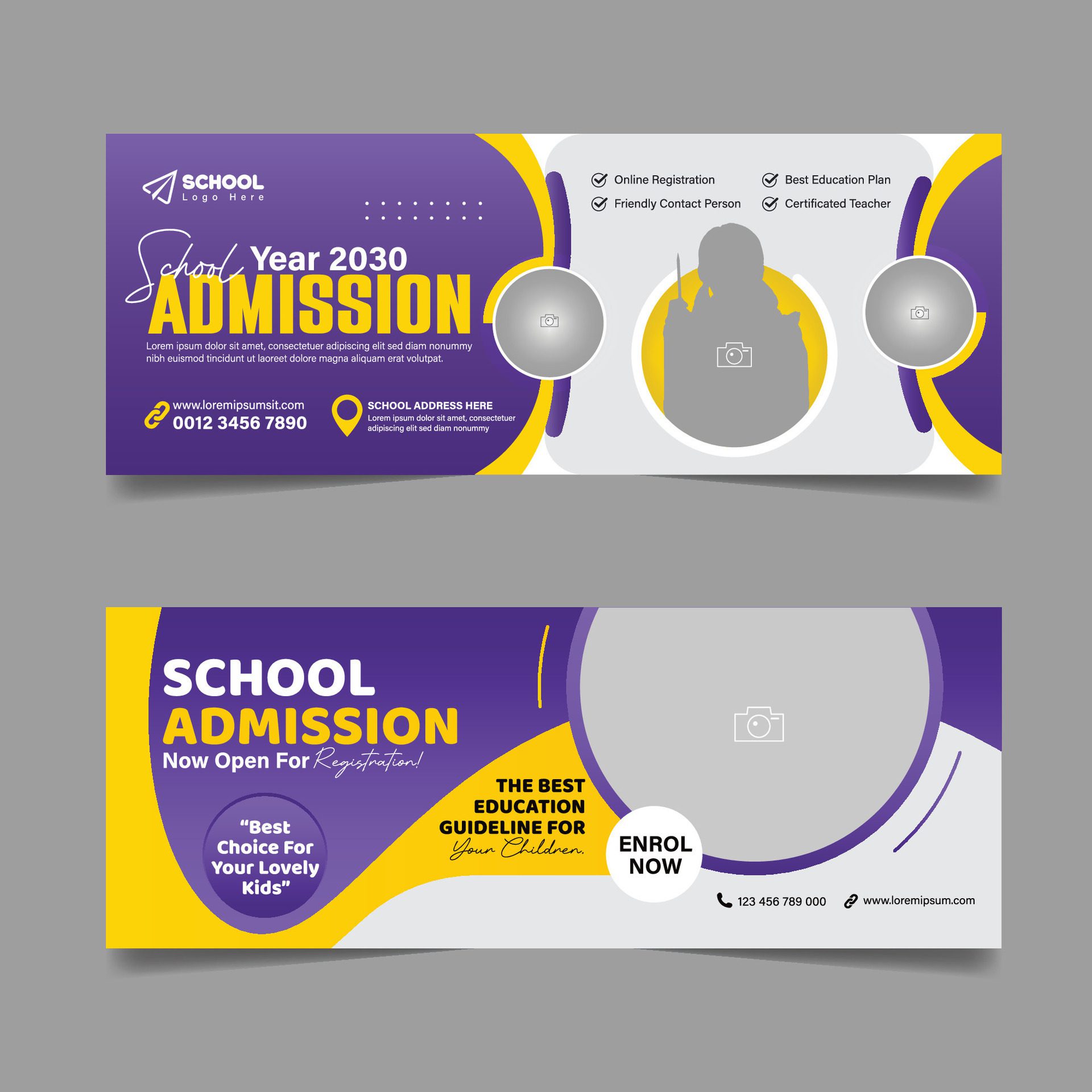 Back to school admission social media cover design and higher education banner template Free Vector