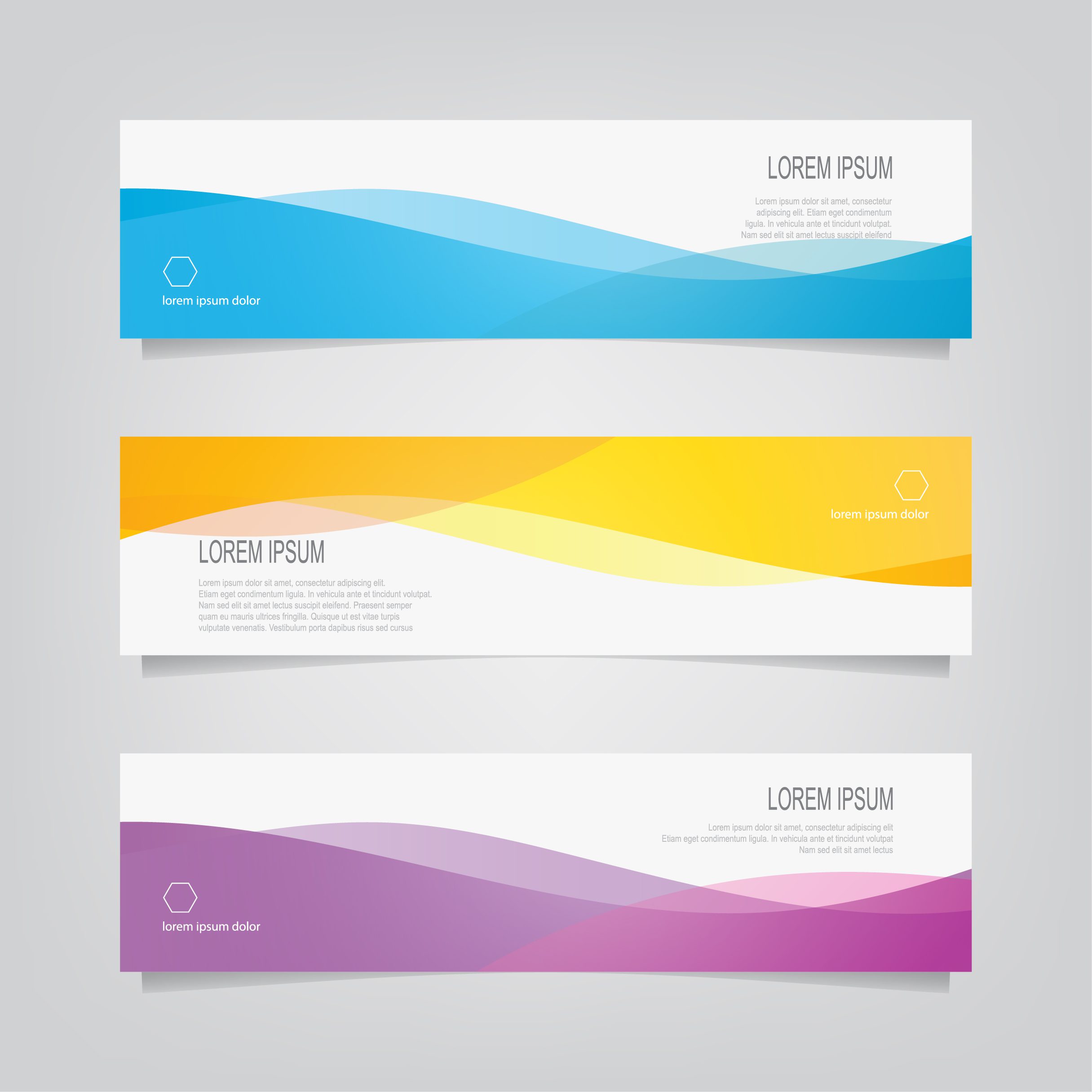 Set of abstract wavy color banners Free Vector