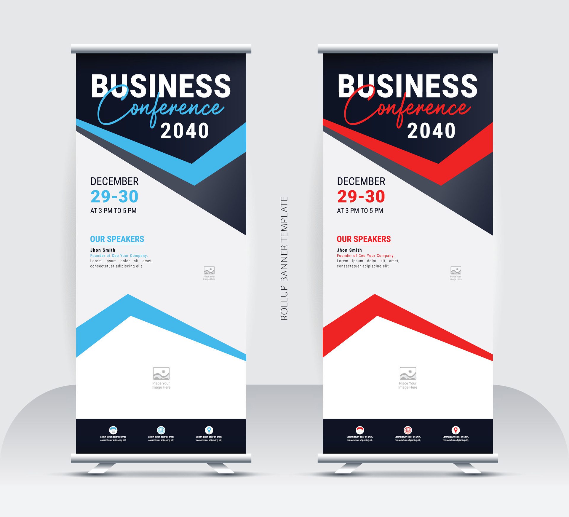 Business Conference Roll-up Banner Design Free Vector