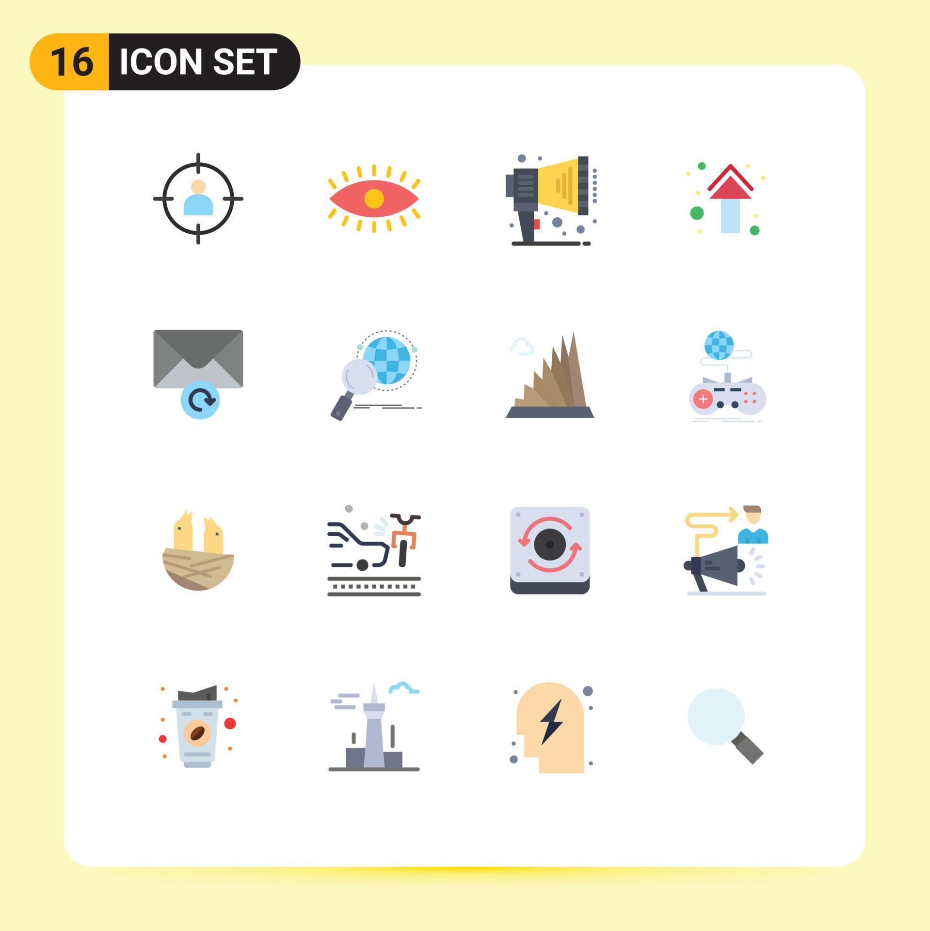 Set of 16 Modern UI Icons Symbols Signs for mail direction design up arrow Editable Pack of Creative Vector Design Elements Stock Free and Free SVG