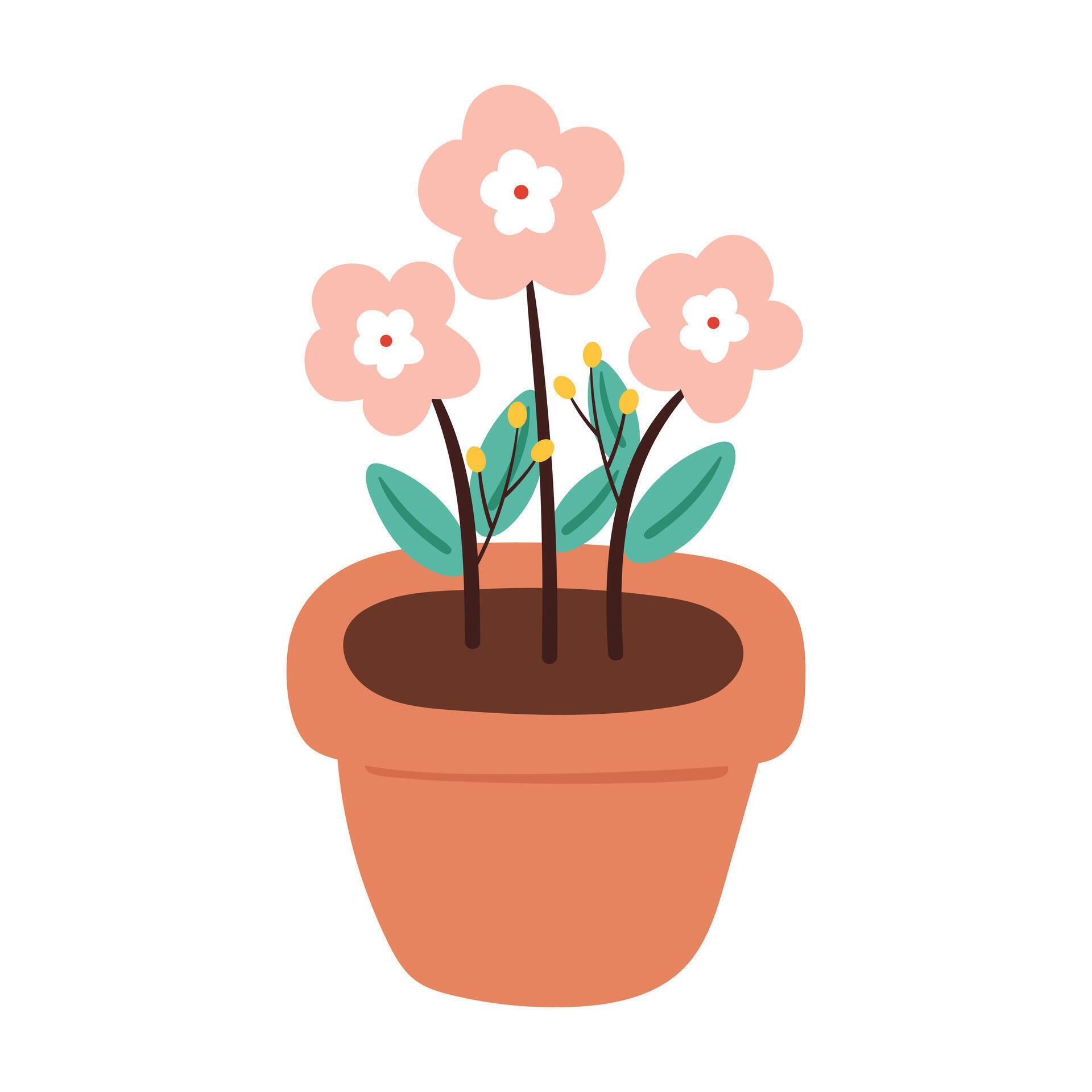 cute hand drawing cartoon flower pot Stock Free