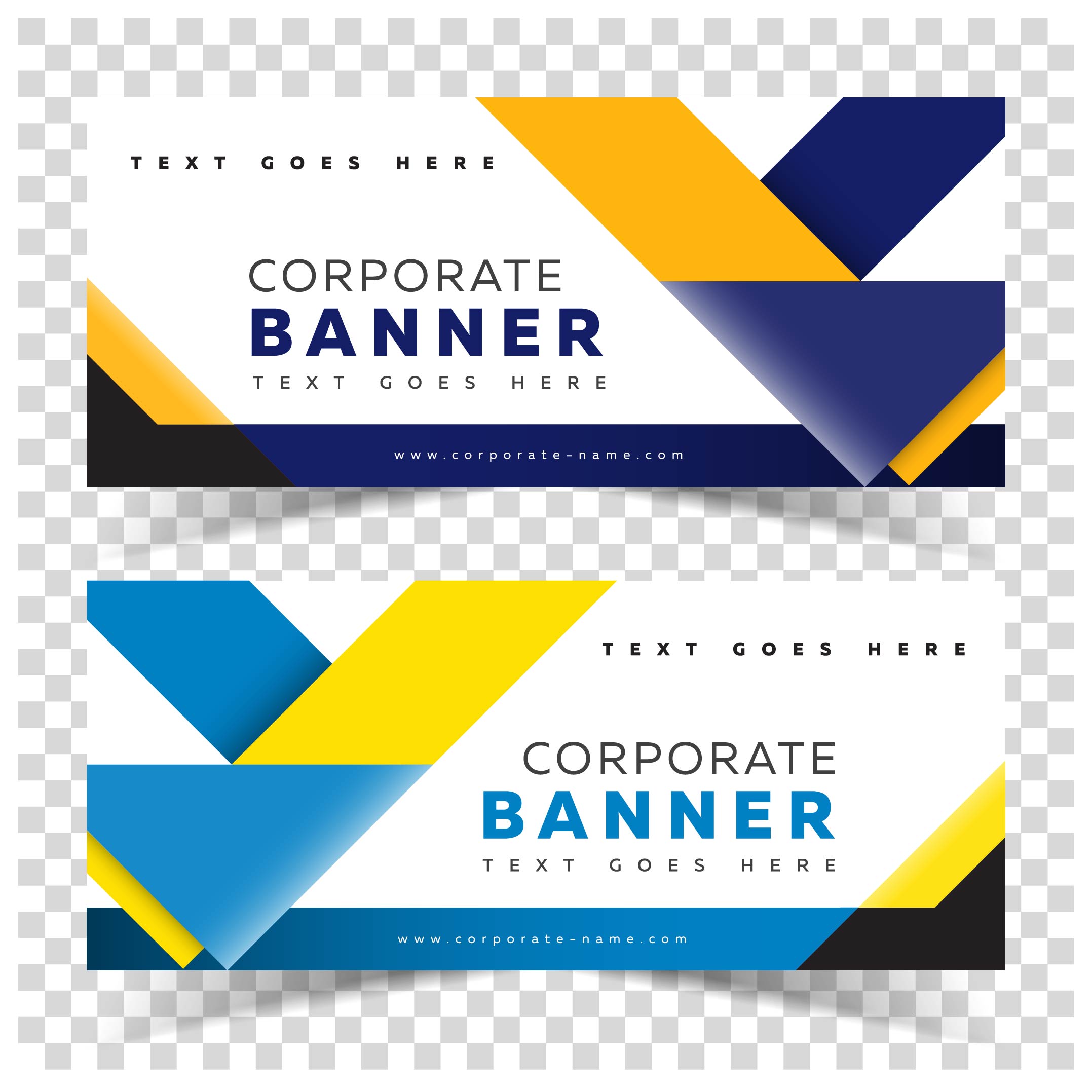 Business Banner Web with Yellow and Blue Shapes Free Vector