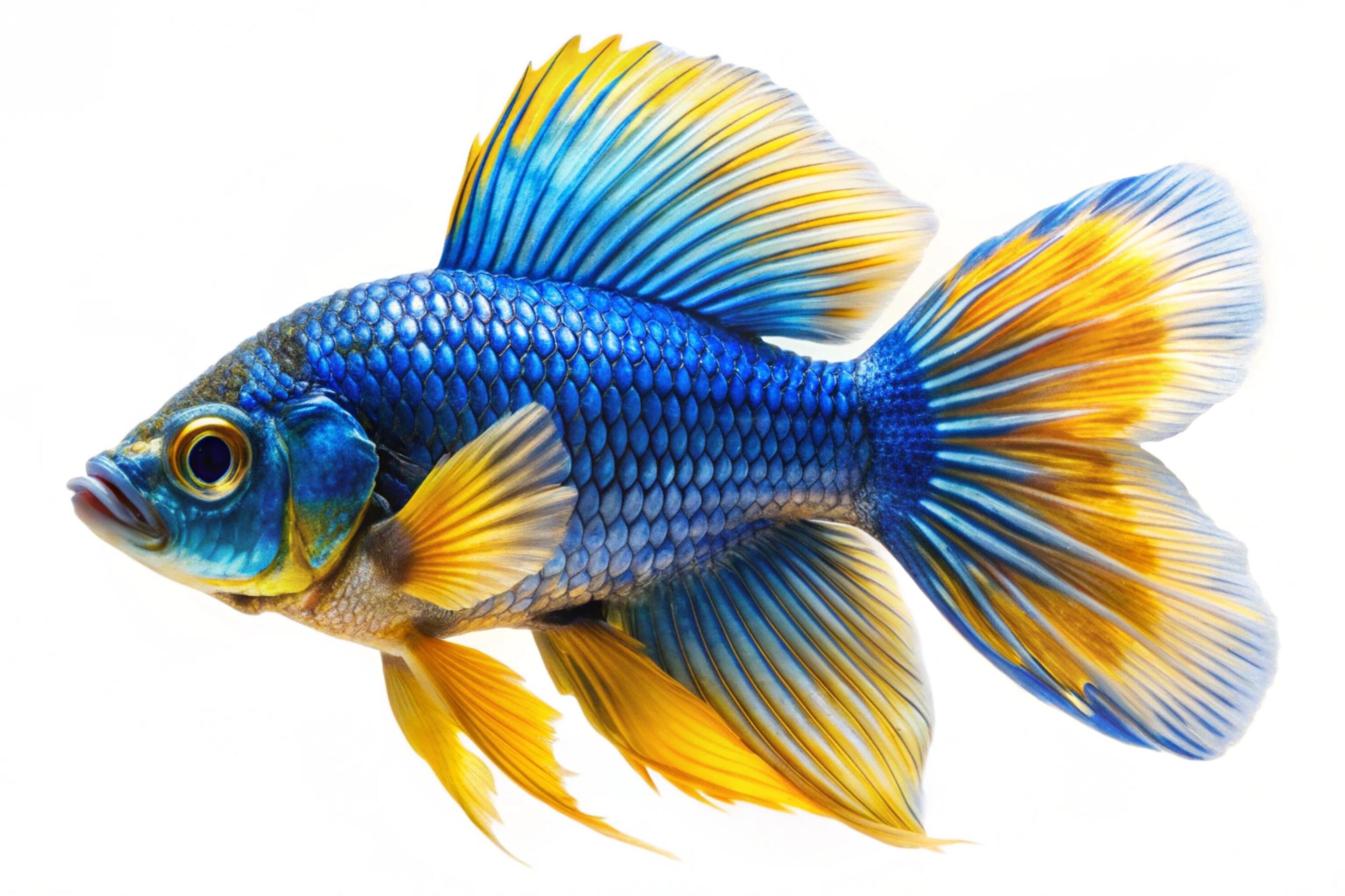 Blue ornamental fish isolated on white background Stock Free