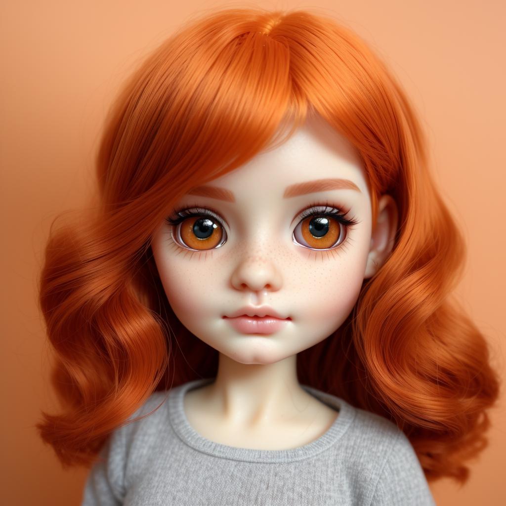 Blythedoll cabello naranja corto, by @ai_generated