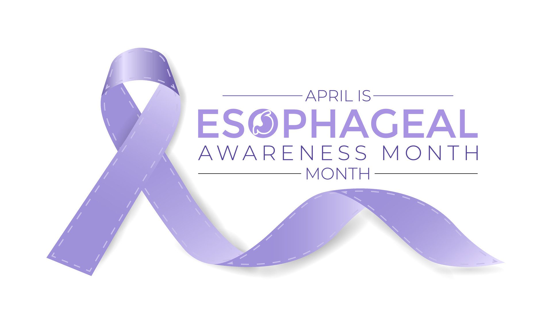 Esophageal Cancer Awareness Month. Periwinkle Color Ribbon Isolated On white Background. Greeting card,Banner poster, flyer and background design. Free Vector