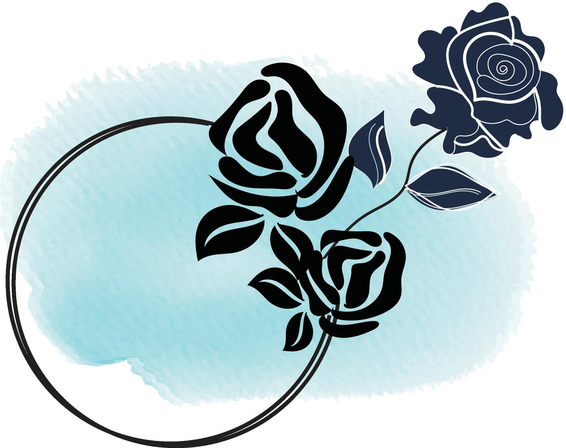 realistic hand drawn flowers with blank banner Stock Free