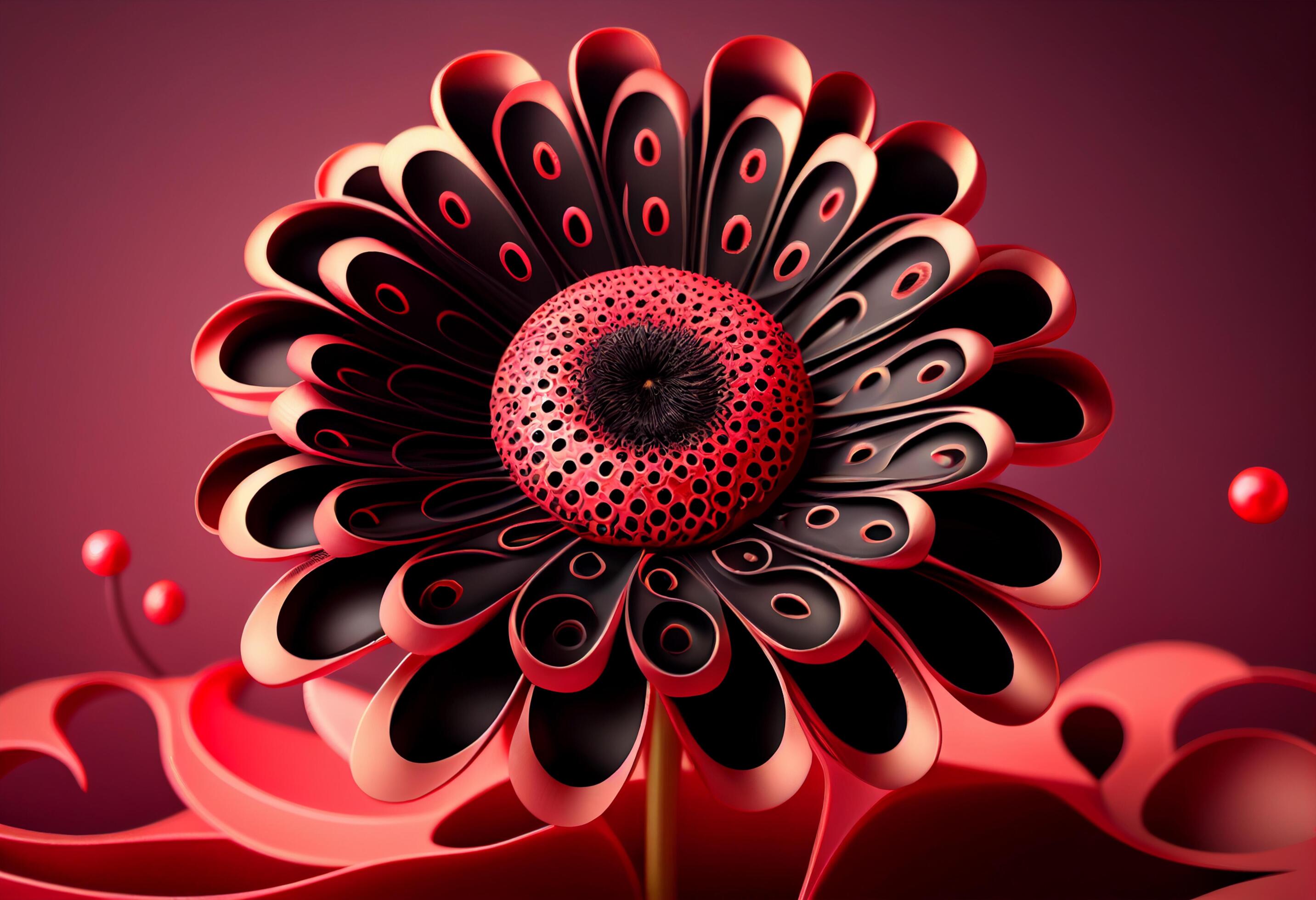 Red flowers 3d illustration Stock Free