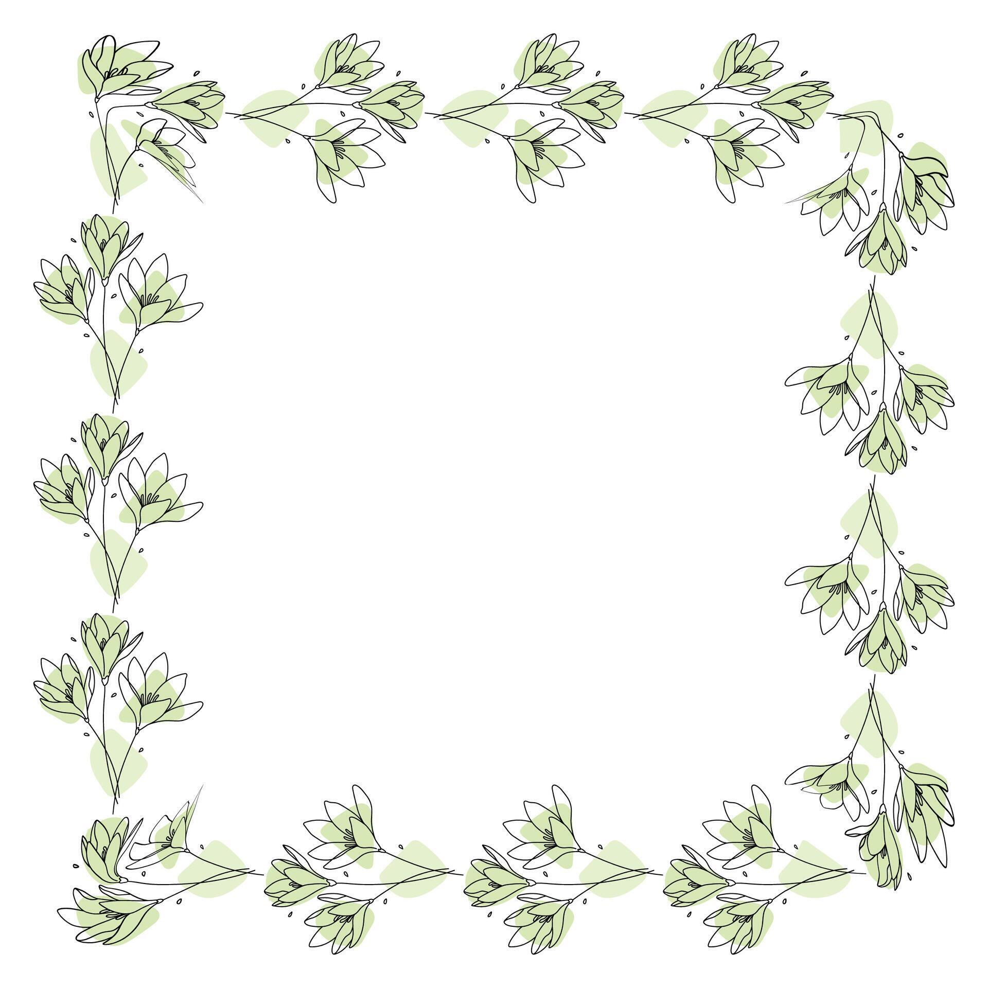 Hand drawn flowers wreath frame on white background Stock Free